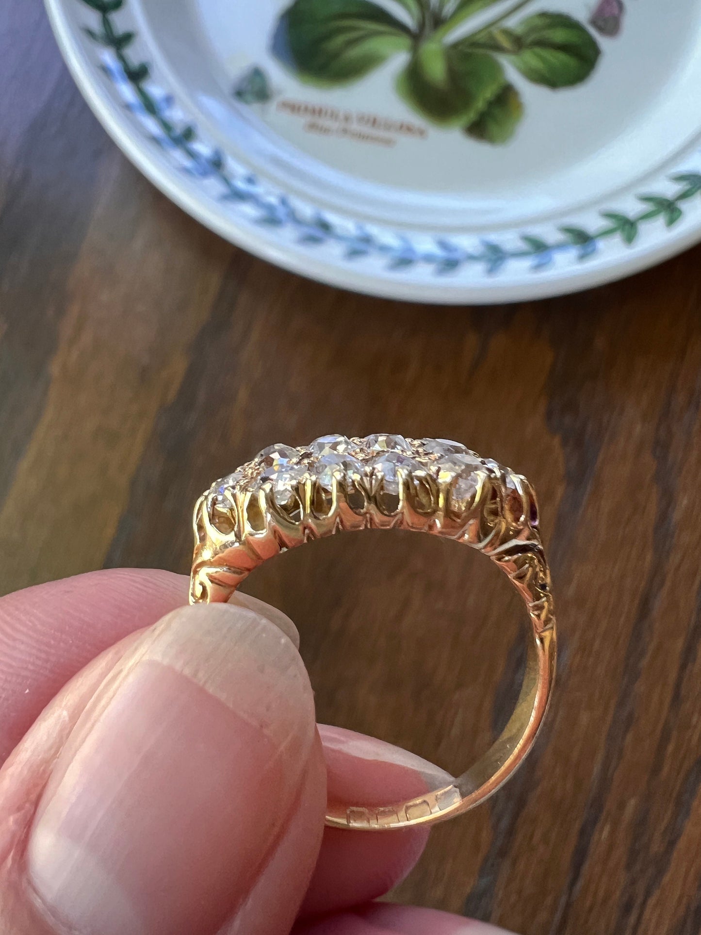Victorian Antique 1.4 Carat Old Mine Cut DIAMOND Cobblestone GRID Cluster Ring 18k Gold Ring Stacker Band Romantic Gift 1.4ct OMC Geometric