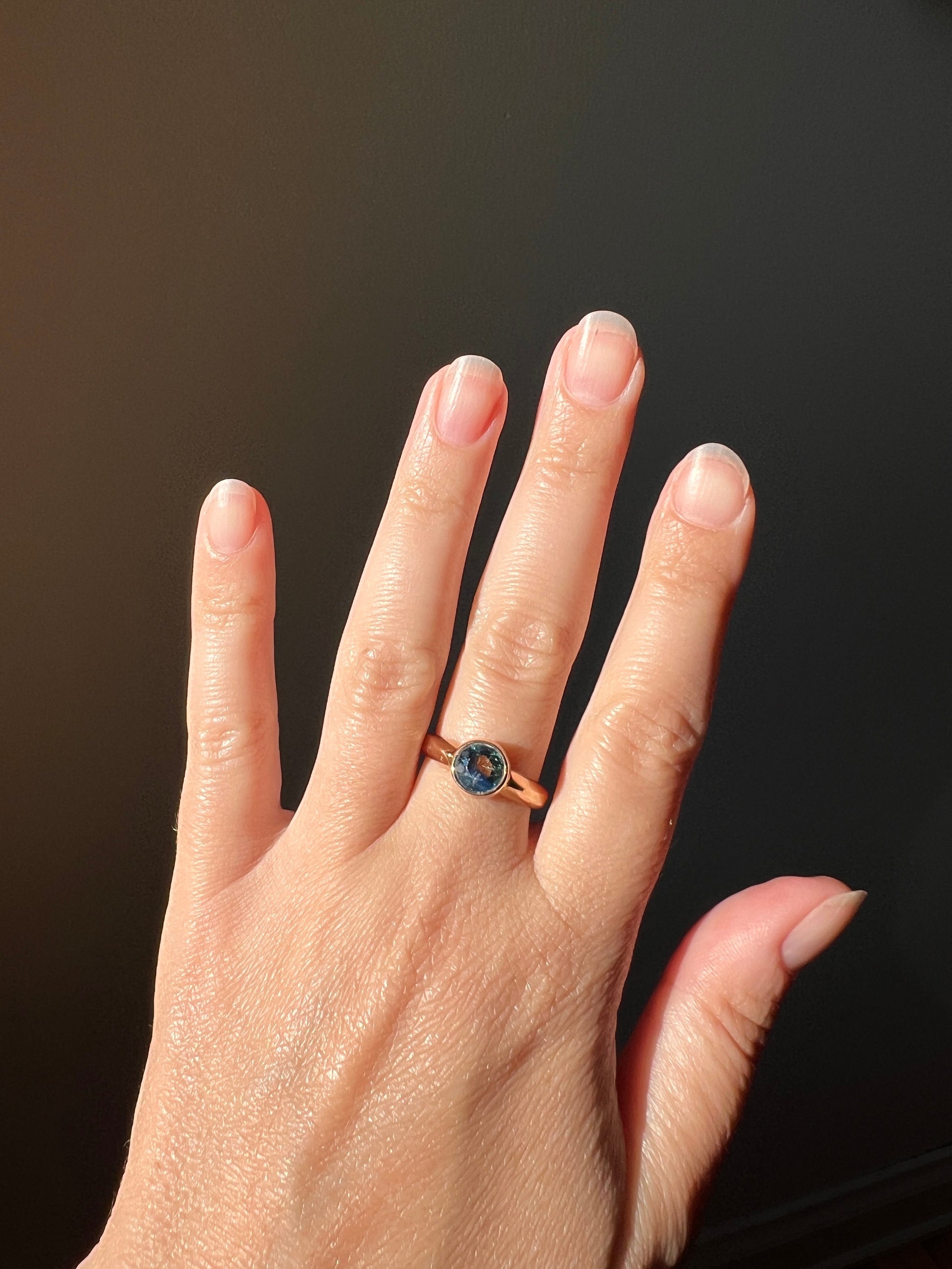 The 50/50 GREEN Half BLUE Natural Old Cut Sapphire Ring Victorian Antique 15k Rose Gold Ring Solitaire Alt Engagement Bi Color Gift OMC 14k