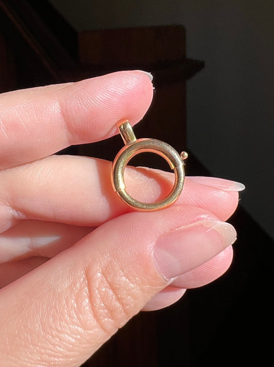 Large Spring Ring FRENCH ANTIQUE 1.9g 18k Gold Rosy Solid 15mm Clip Clasp Pendant Holder Connector Neckmess Neckstack Sturdy Parts Findings