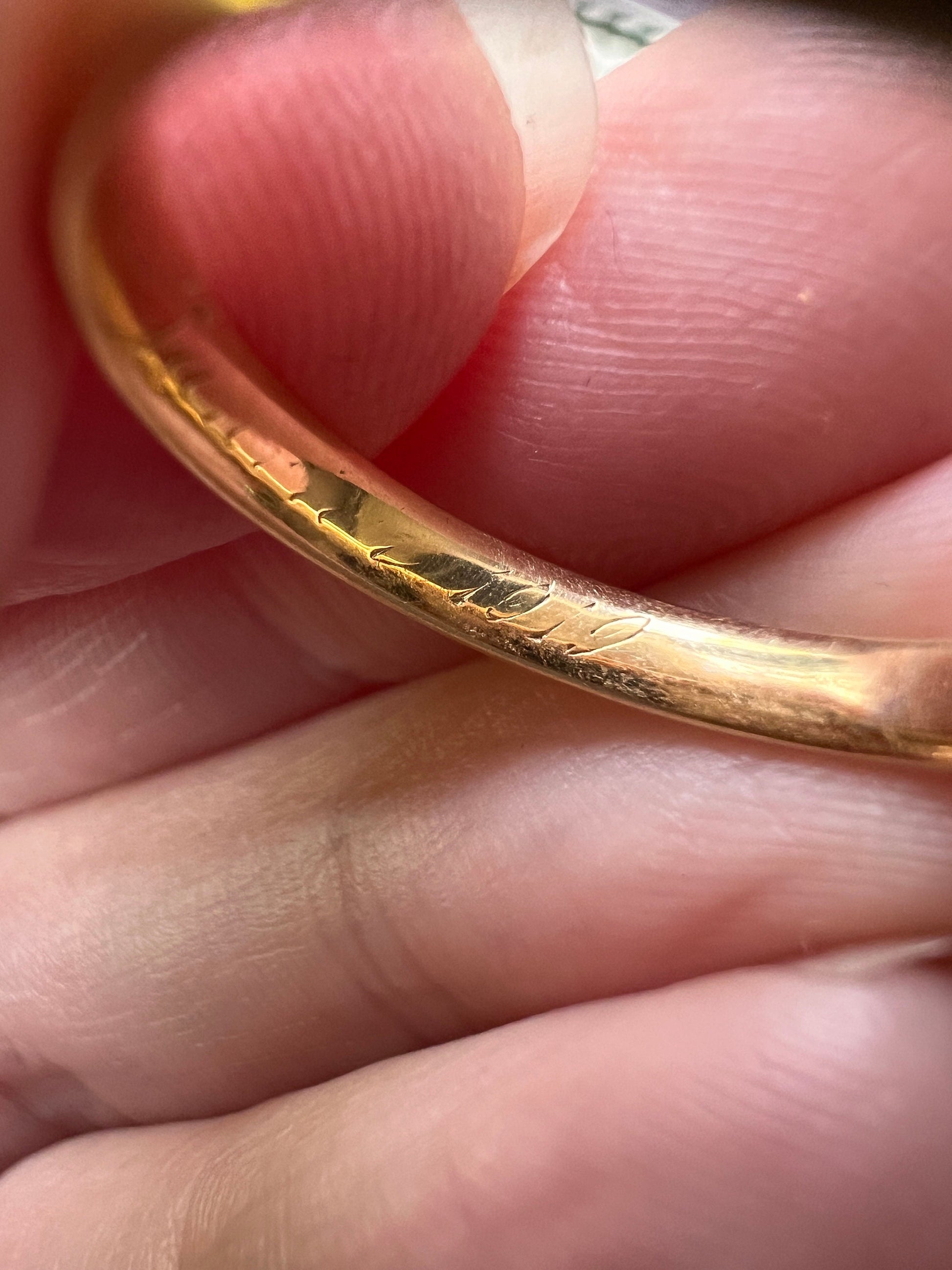 DATED 1919 ANTIQUE 18k Gold Comfort Fit French Wedding RING 2.6mm Wide Band Hand Engraved French Belle Epoque January 11 Stacker Love Gift