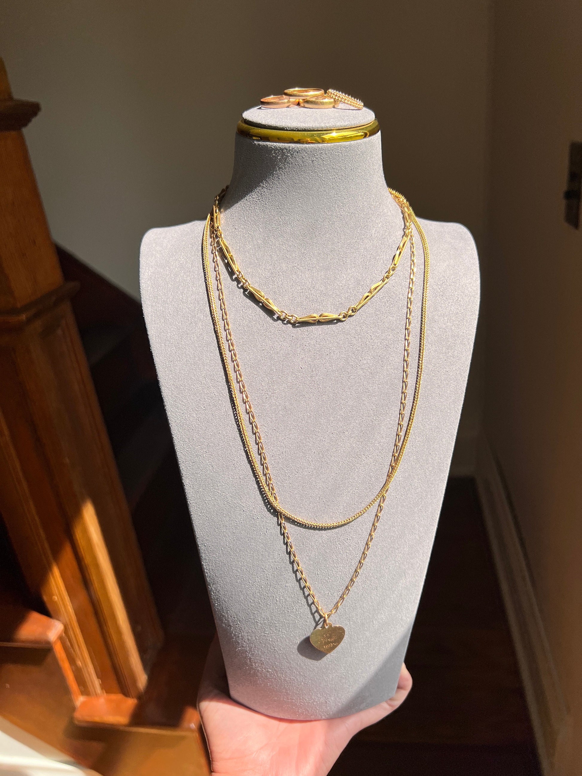 LONG French Sturdy Shimmering Vintage CURB Link Chain 6.5g 18k GOLD Solid Necklace 23.5" Neckmess Neckstack Retro Layering Romantic Gift Vtg