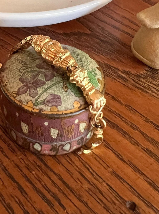 FIST French Antique VICTORIAN Necklace Pendant Holder 27.5g 18k Gold Figural Guard Watch Snake Chain Slide Hand Figa Dog Clip Screw Neckmess