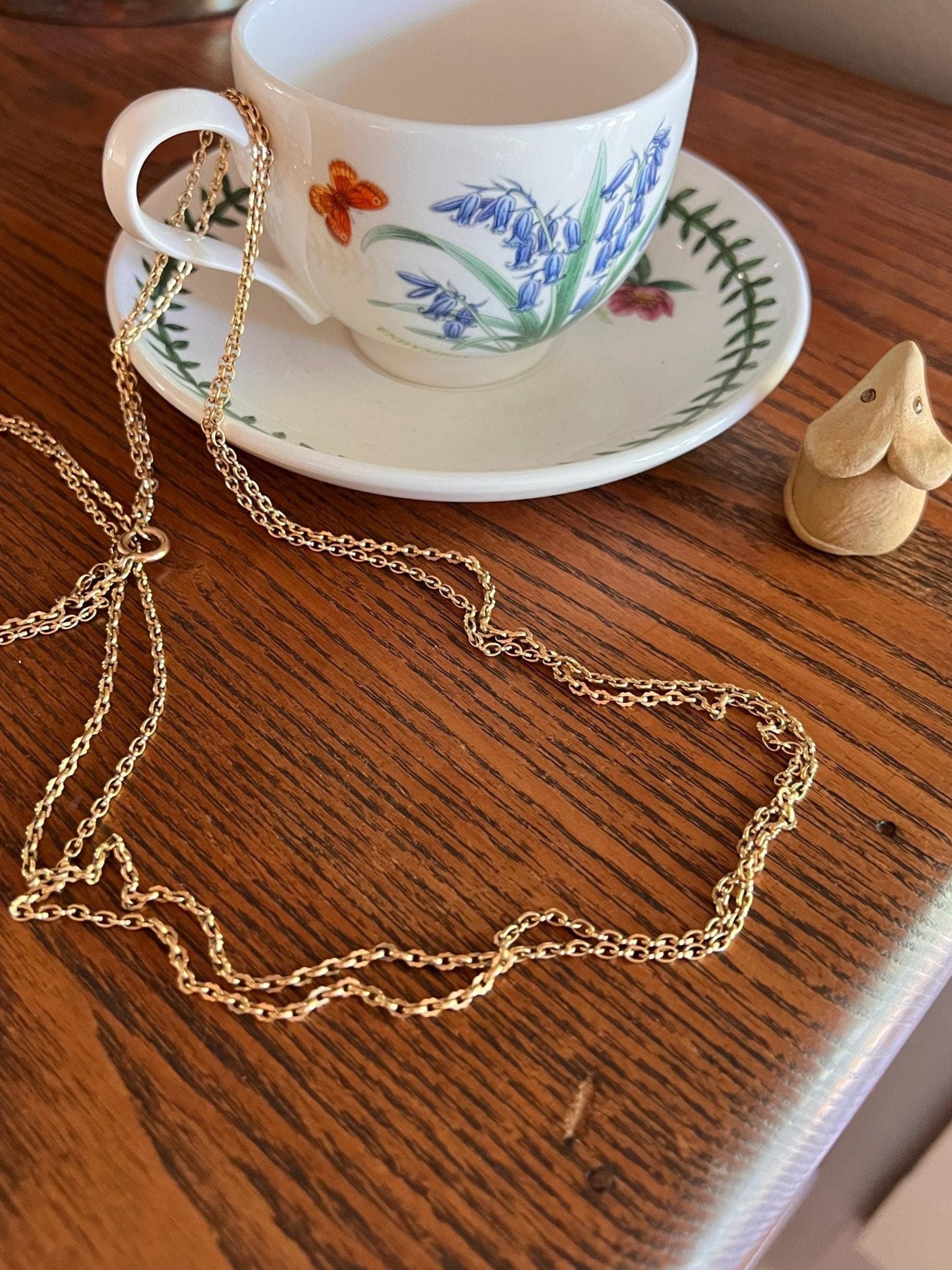 LONG French Antique VICTORIAN Double Strand Necklace Chain 20g 18k Gold Ornate Scallop Link Choker Pendant Holder Belle Epoque Gift Neckmess