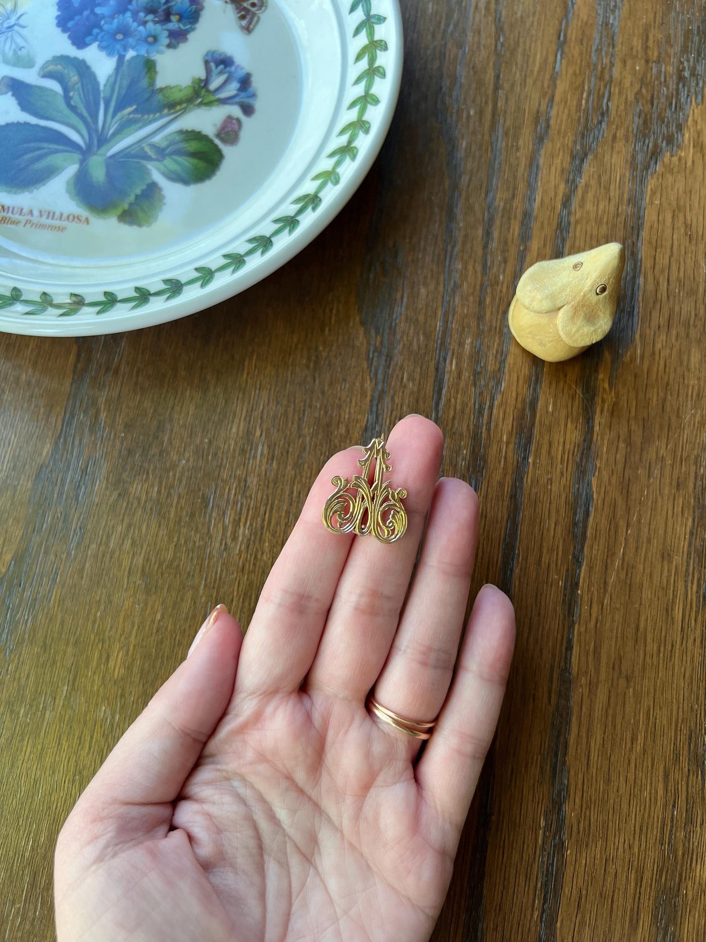 LETTER " A " Initial Pin Brooch for Pendant French Antique 18k Gold Belle Epoque Ornate Flourished Calligraphy Monogram Engraved Unique Gift