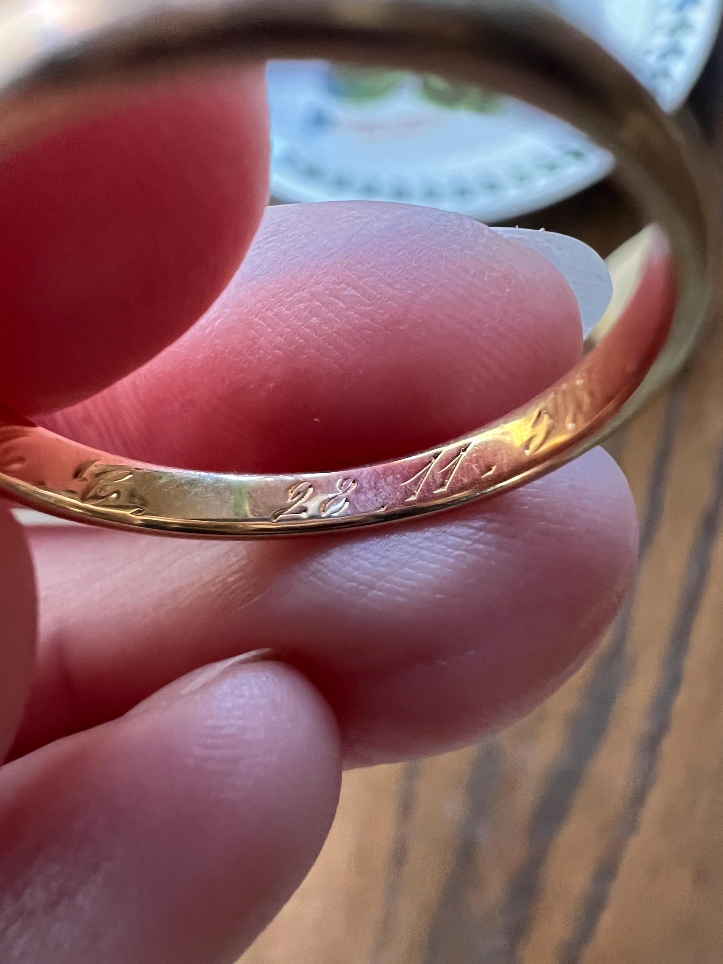 DATED Mid Century Vintage Ring French 18k Gold 2.5mm Wide Comfort Fit Band Stacker Shimmer Buttery Glow Retro Unique Gift Minimalist Nov. 28