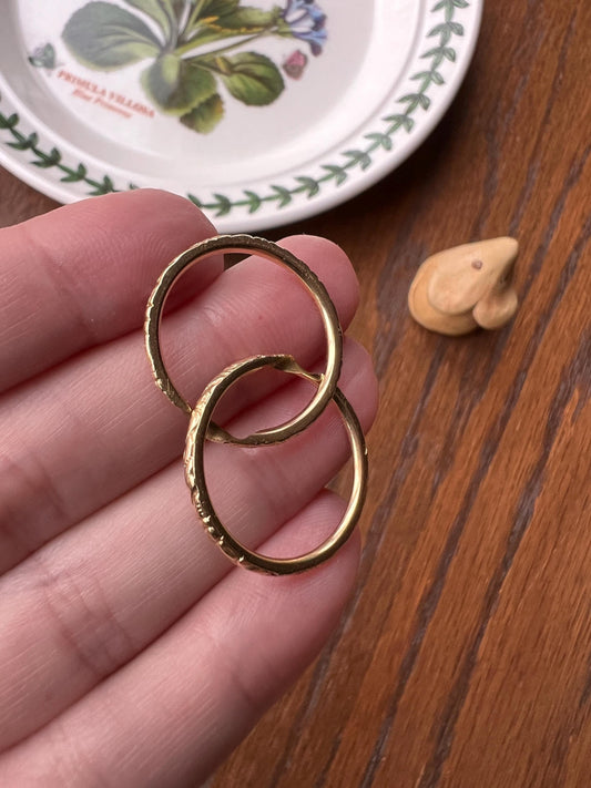 DATED 1842 Early VICTORIAN French Antique 18k Gold GIMMEL Twin Wedding Band Puzzle RiNG Embossed Engraved Donut Stacker Gift Love Georgian