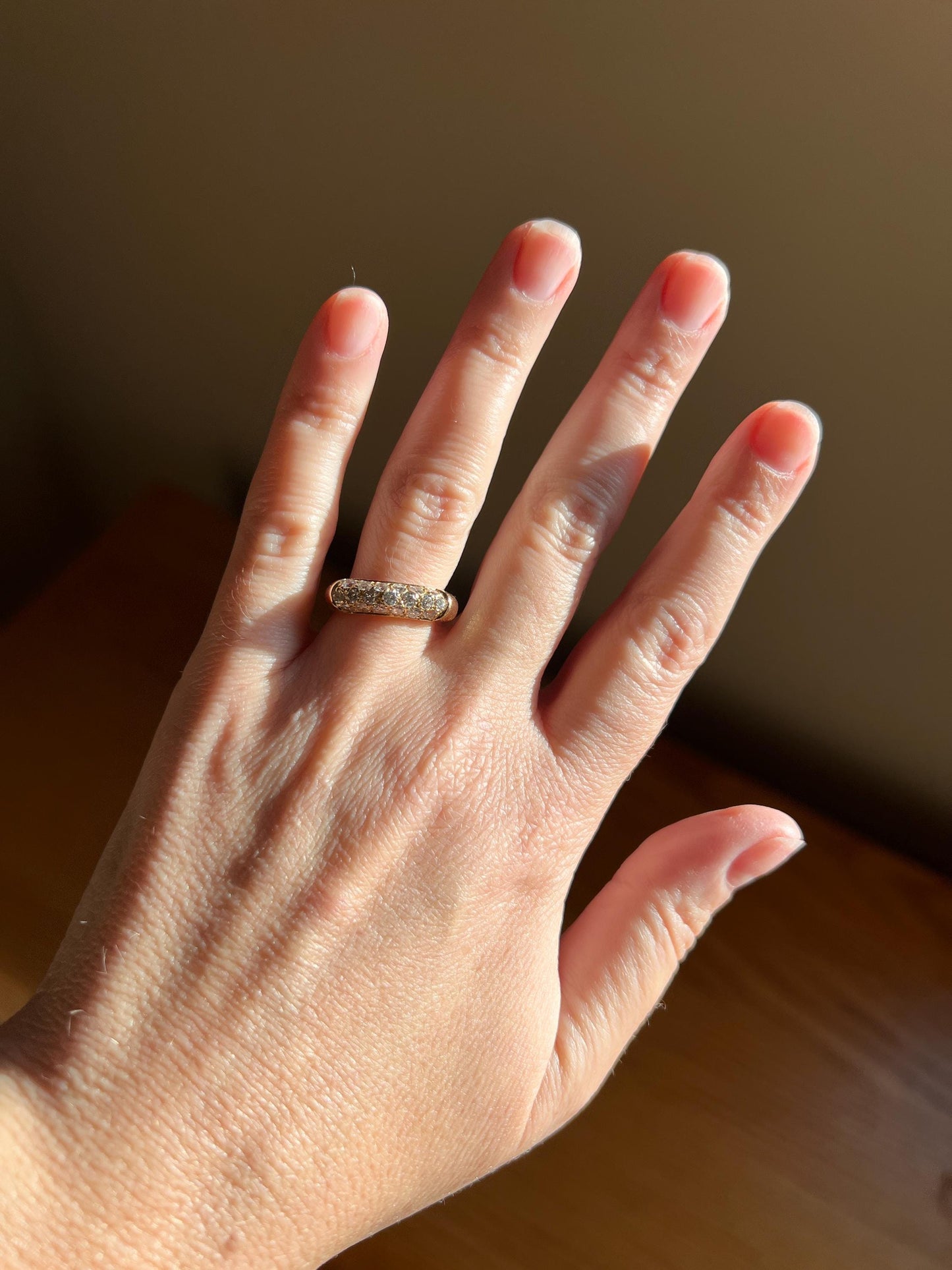 Domed Pave .6 Carat DIAMOND Vintage Band Ring French 18k Gold Solid Retro Stacker Geometric Encrusted Sparkle VTG Gift Stackable Right Hand