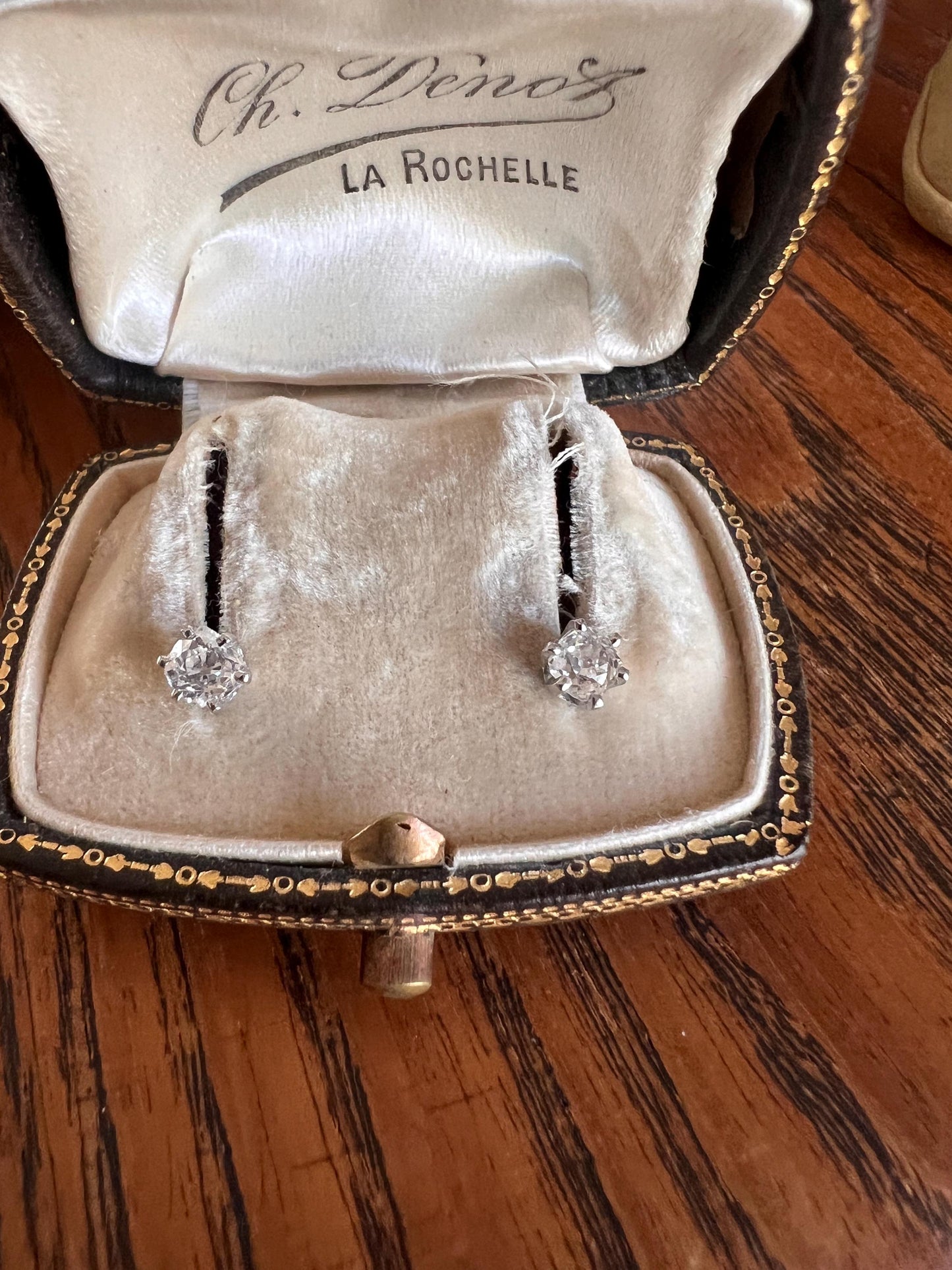 Timeless .5 Carat Tdw Old Mine Cut DIAMOND Prong Stud Earrings French Antique 18k White Gold Romantic Holiday Gift .5Ctw Belle Epoque OMC