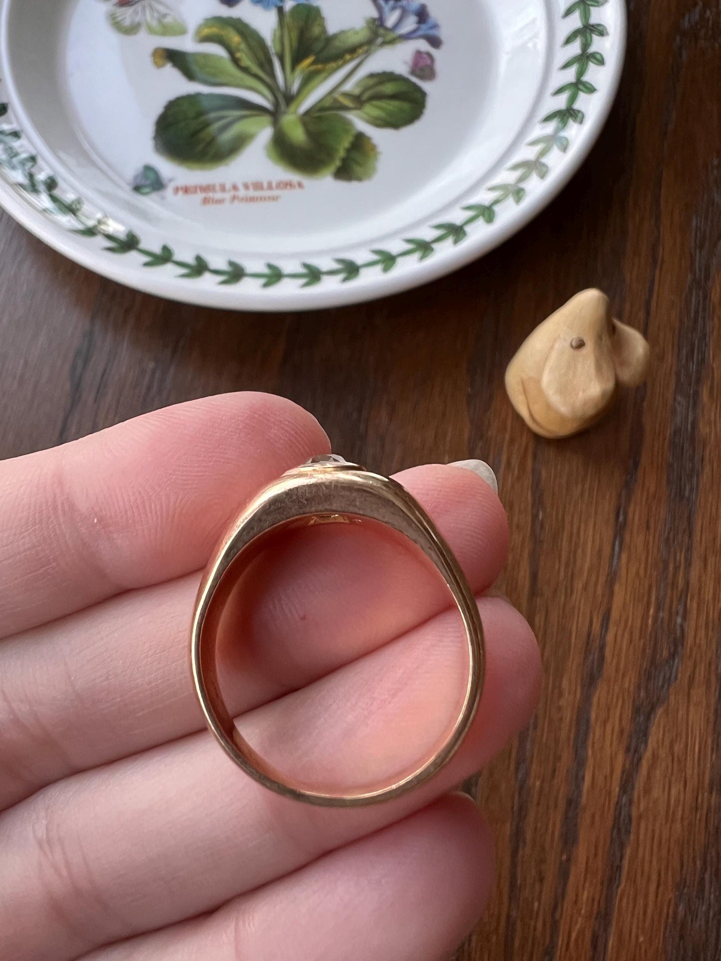 HEAVY .7 Carat Antique Eye Clean Old Mine Cut DIAMOND French Vintage 10g 18k Gold Gypsy Band Ring Solitaire Gift Stacker Chunky Unisex Man