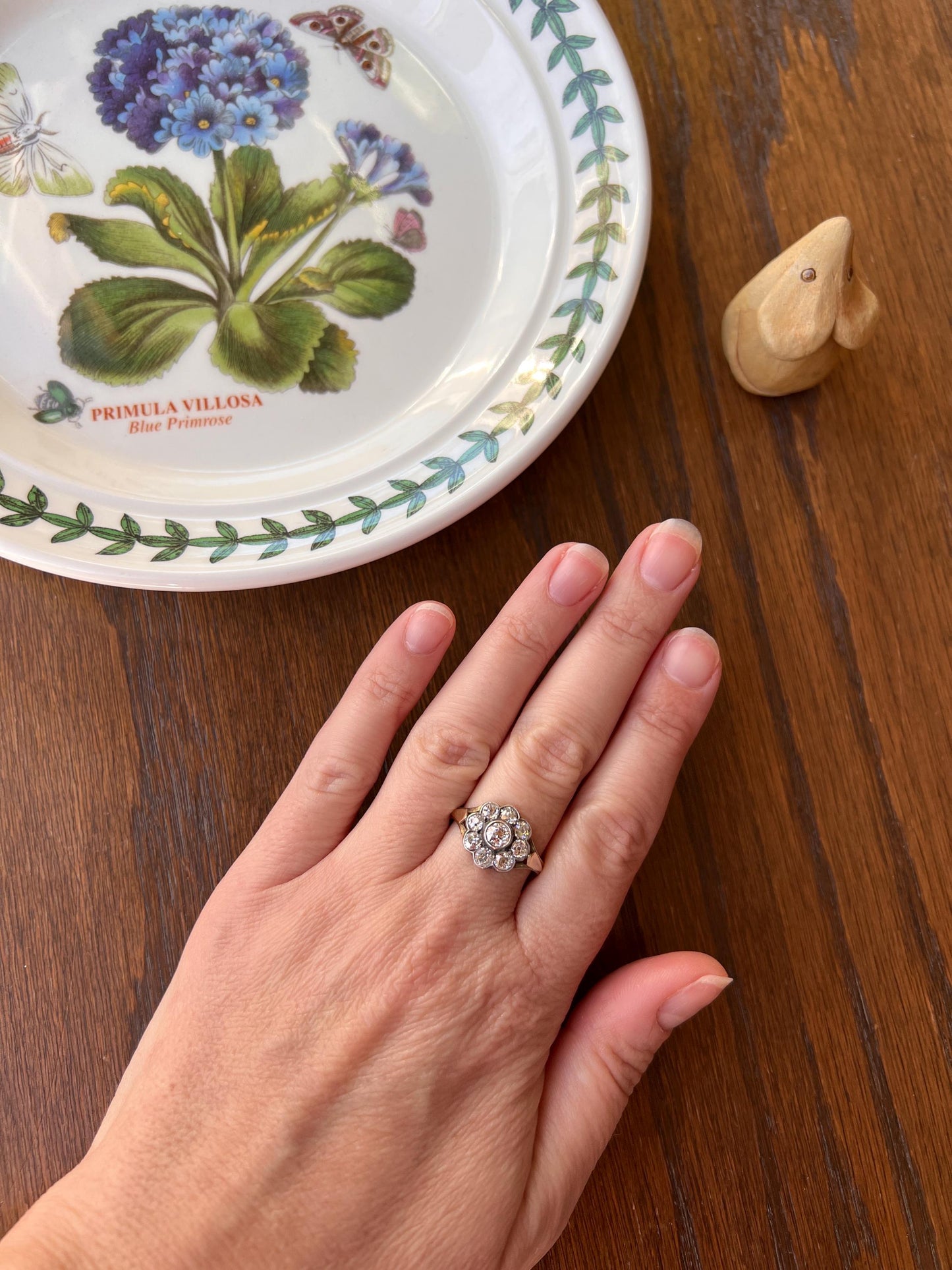 Antique Bezel Set Daisy CLUSTER Ring 1.2 CARAT Old Mine Cut DIAMOND Halo 14k Gold Stacker Victorian Edwardian Romantic Gift 1.2Ctw OmC Round