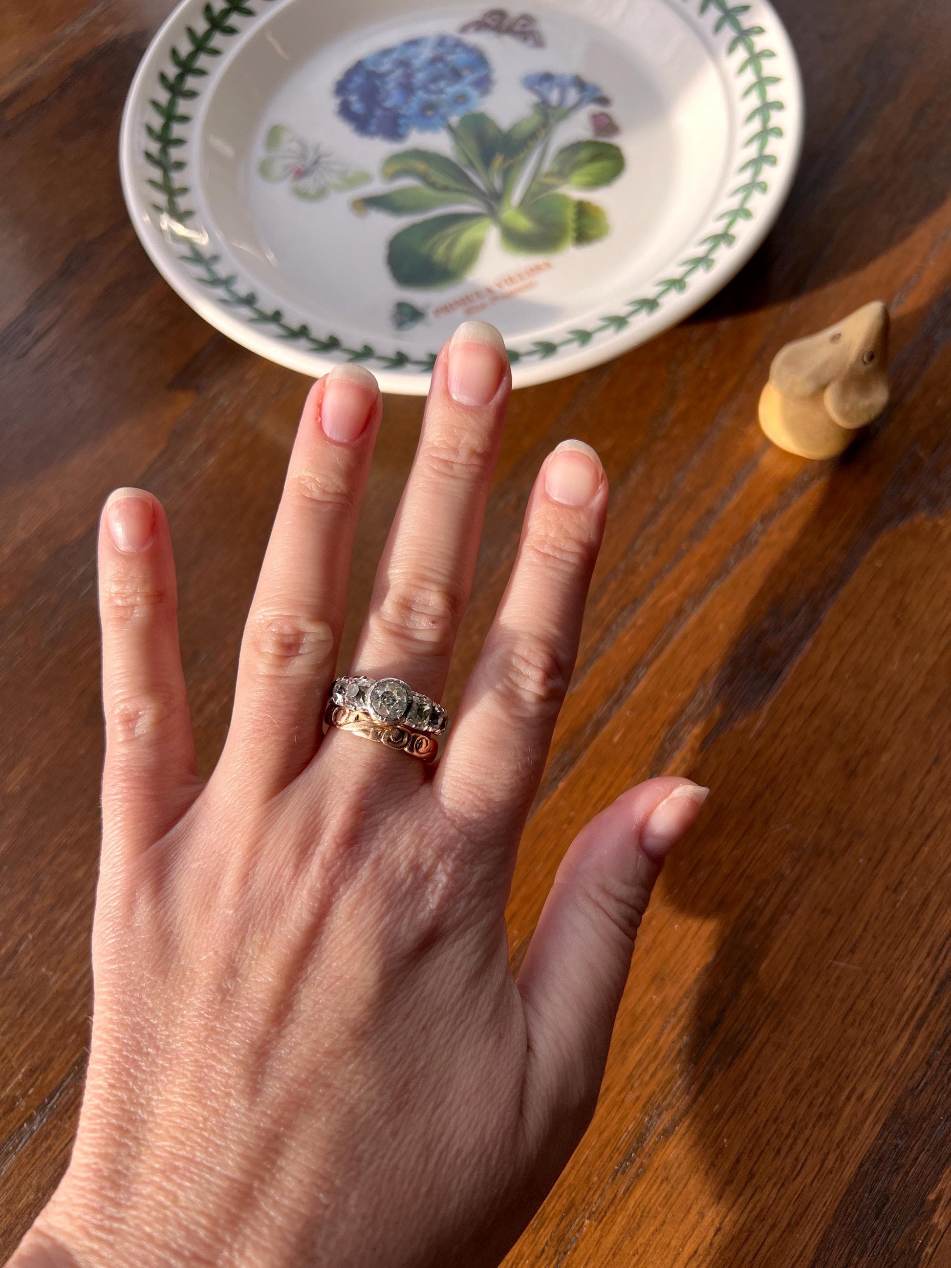 Chunky Domed Peruzzi Old Mine Cut DIAMOND Antique Seven Stone HALF HOOP 18k Gold Ring Band Stacker Gift Silver Collet Georgian Victorian