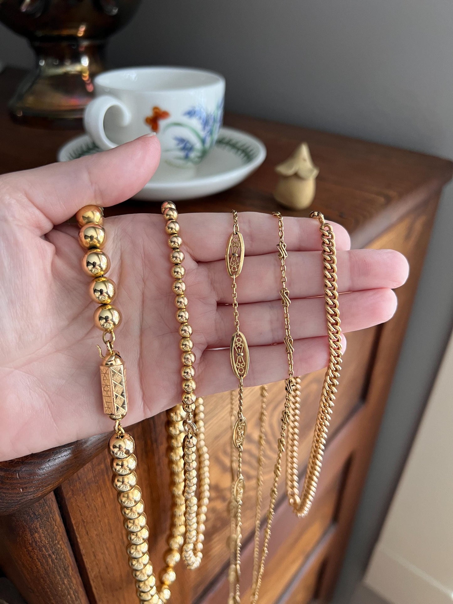 HEAVY Victorian ANTIQUE French 27g 18k Gold Solid Curb Chain Watch Necklace Extender Bracelet 1800s Hallmark Sturdy Graduating Connector