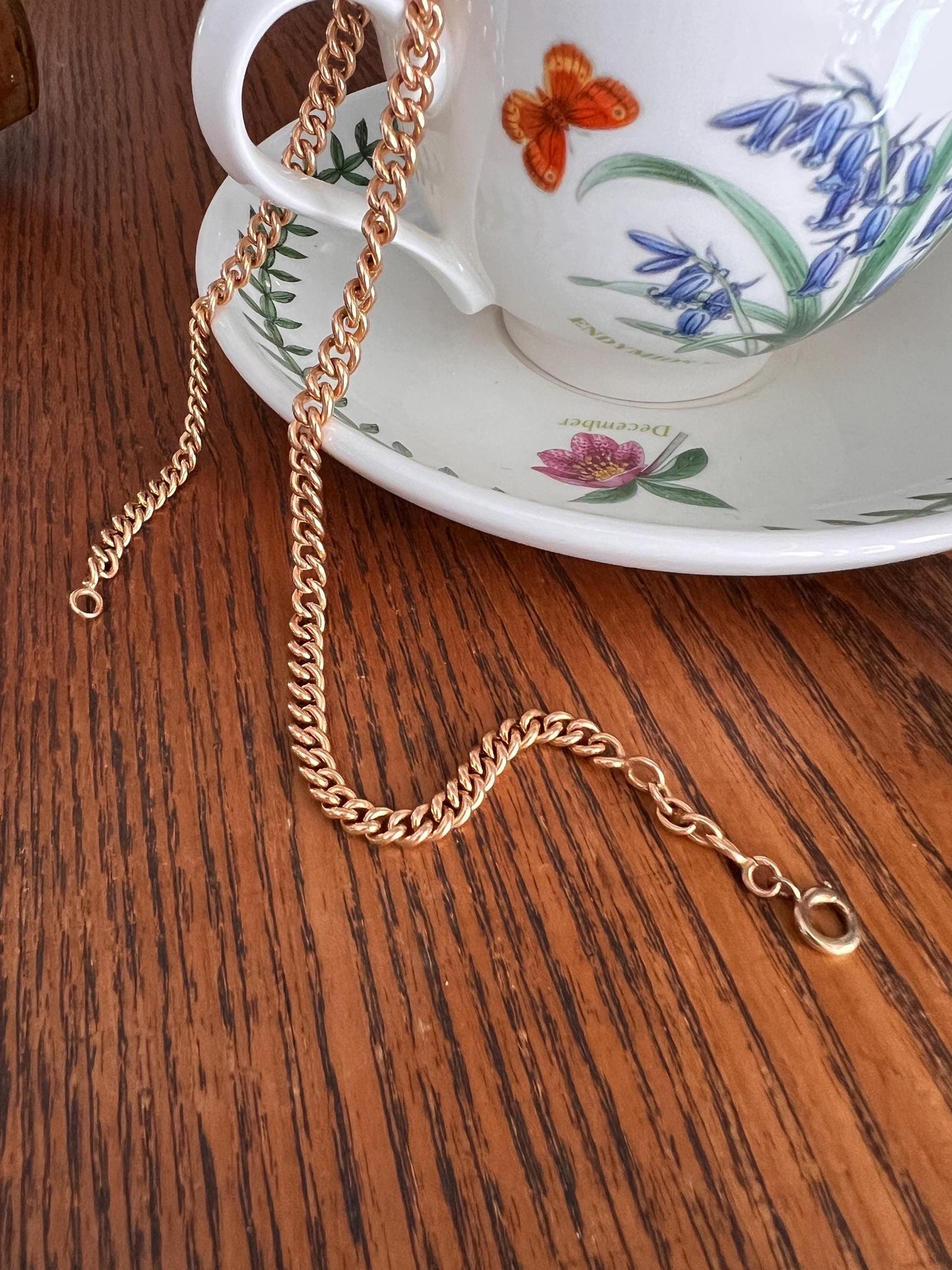 HEAVY Victorian ANTIQUE French 27g 18k Gold Solid Curb Chain Watch Necklace Extender Bracelet 1800s Hallmark Sturdy Graduating Connector