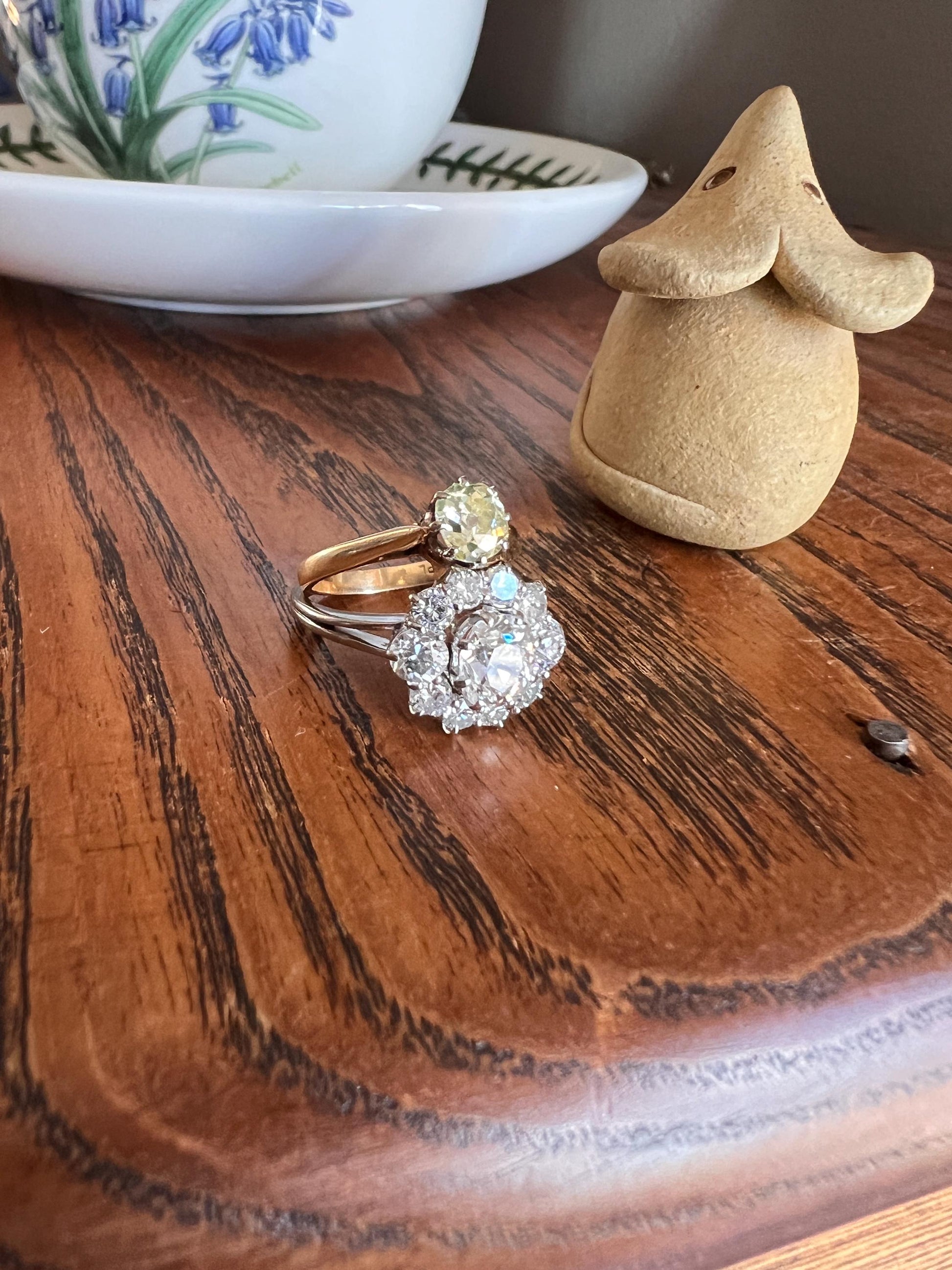 Antique .6 Carat Fancy Green YELLOW Old Mine Cut DIAMOND Ring 14k Gold Platinum Engagement Solitaire .6Ctw OmC Minimalist Stacker Gift