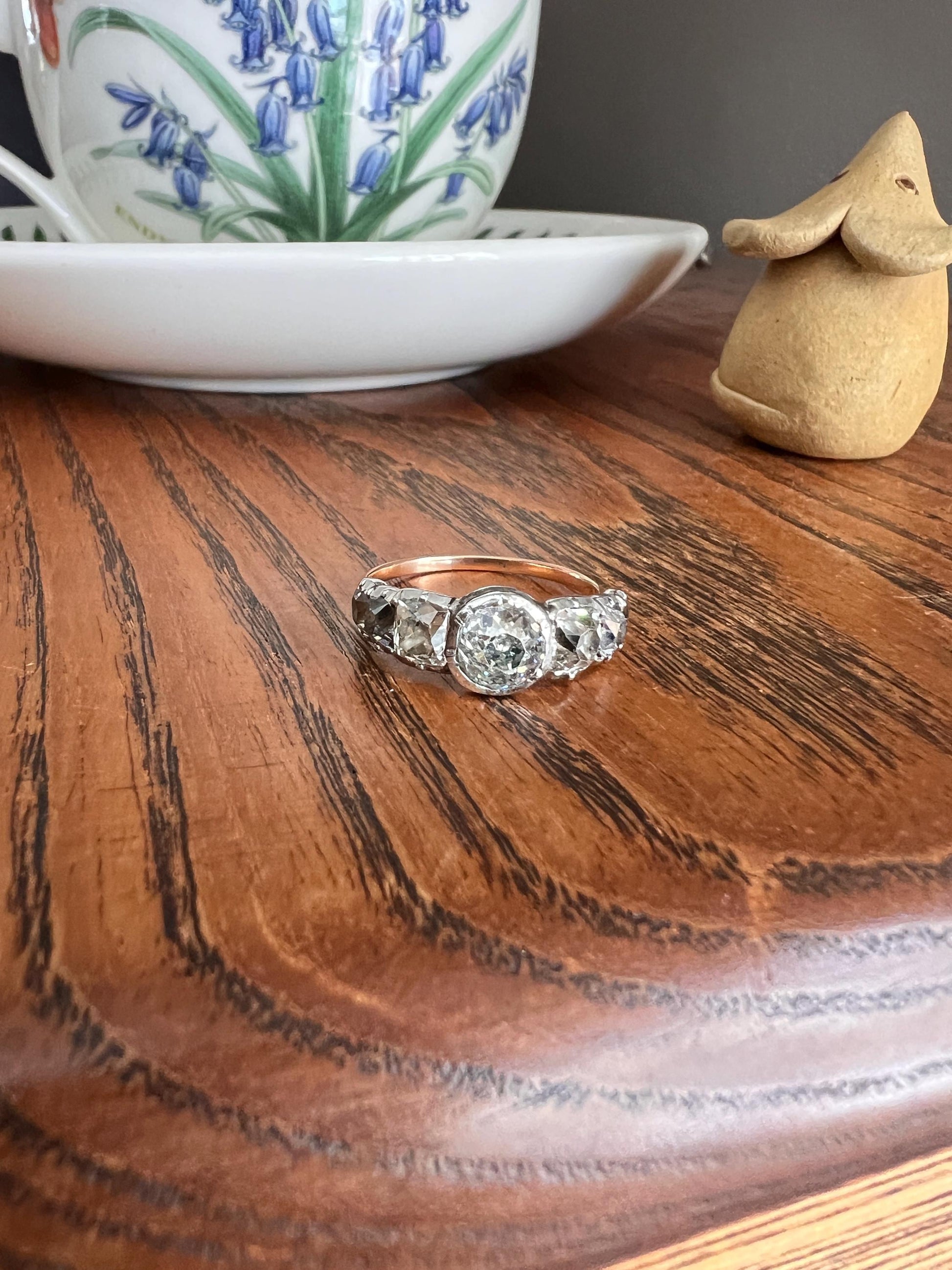 Chunky Domed Peruzzi Old Mine Cut DIAMOND Antique Seven Stone HALF HOOP 18k Gold Ring Band Stacker Gift Silver Collet Georgian Victorian