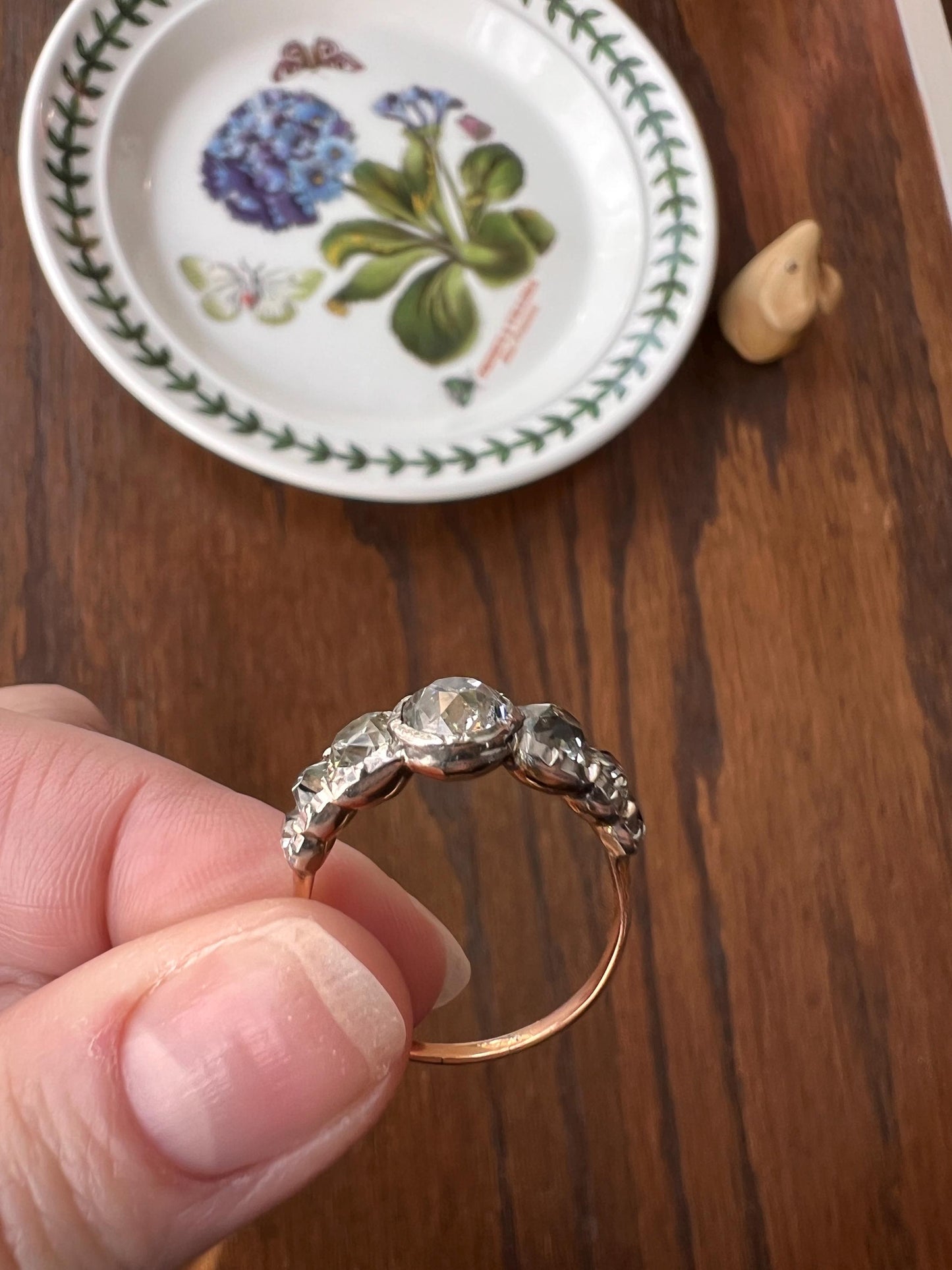 Chunky Domed Peruzzi Old Mine Cut DIAMOND Antique Seven Stone HALF HOOP 18k Gold Ring Band Stacker Gift Silver Collet Georgian Victorian