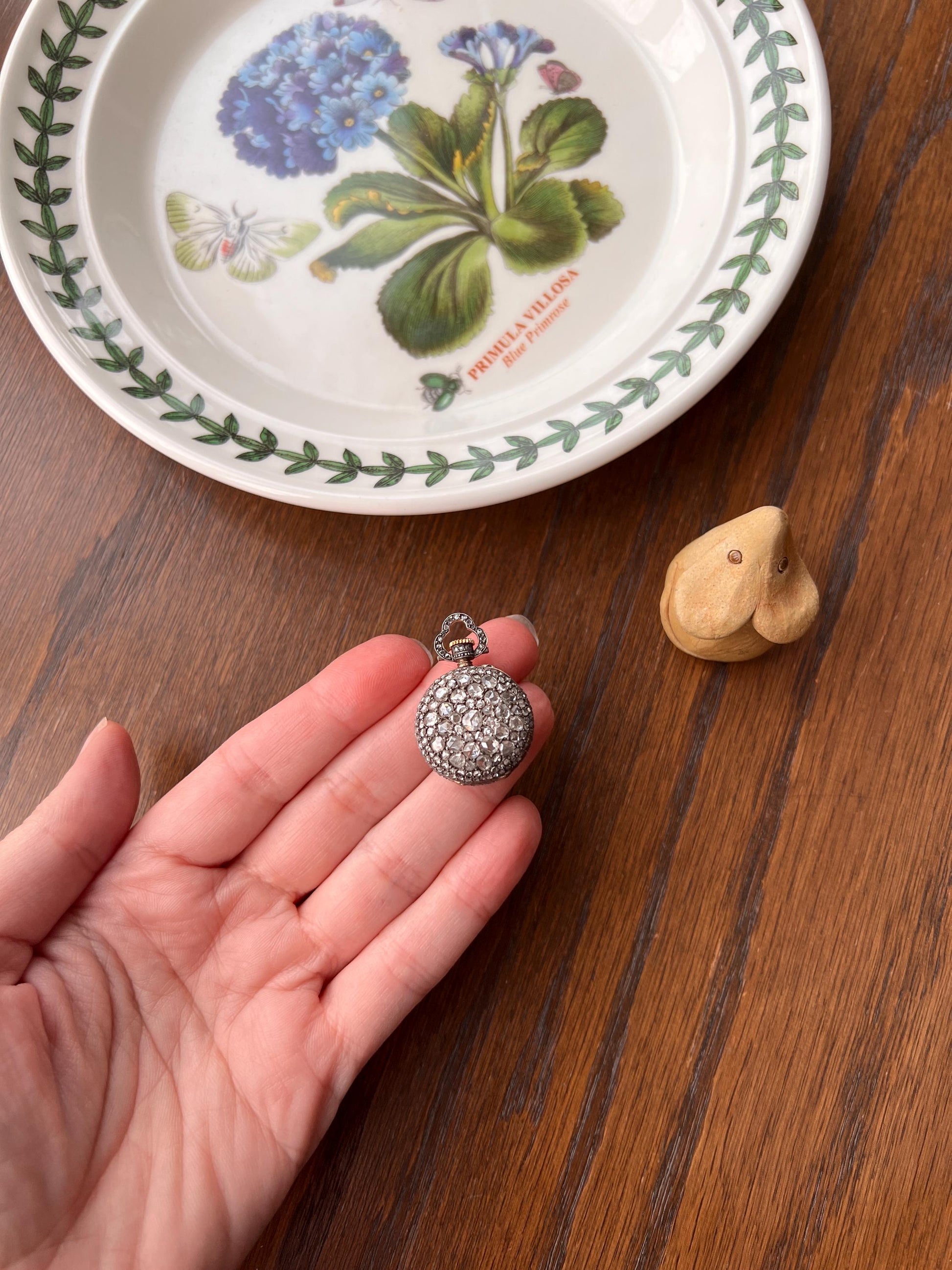 ENTIRELY DIAMOND Encrusted French VICTORIAN Era Chunky Rose Cut Diamond Antique 18k Gold Silver Pocket Watch Case Pendant Locket Rare Gift