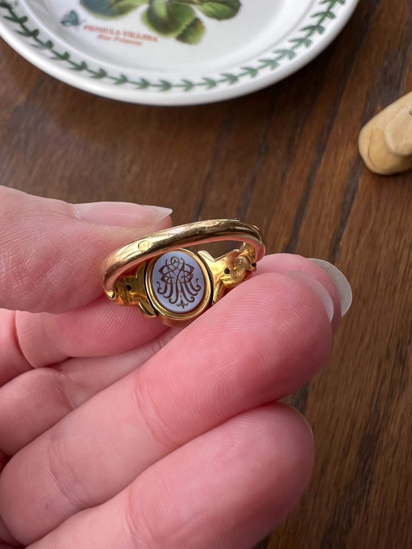 2 For 1!! Intaglio FLIP Ring Antique Spinner Crest Coat of Arms Monogram Carnelian Sardonyx Engraved M A ? Stag Shield Signet Ring Victorian