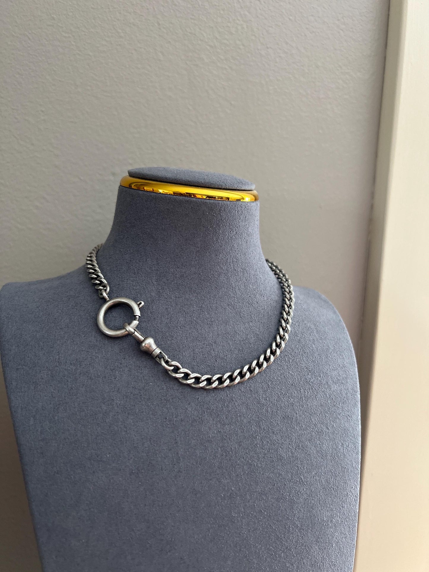 Antique Silver Metal Watch Chain Bracelet Choker Necklace Chunky Link Cable CHAIN Wriststack Neckstack Neckmess XL Spring Ring Dog Clip