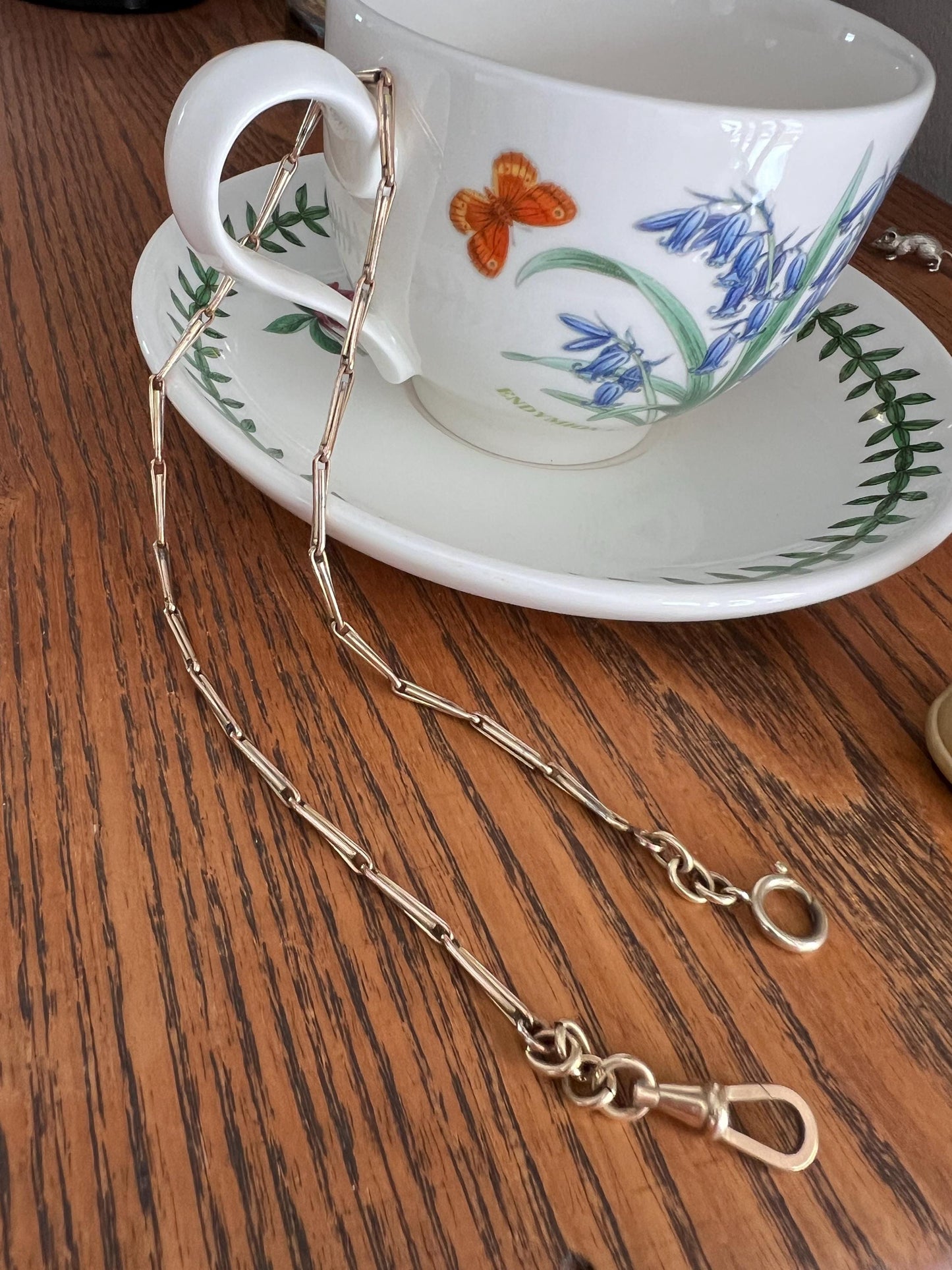 French Antique Rosy Gold Fill Linear Bar Link Watch CHAIN Necklace Bracelet Neckmess Neckstack Wriststack