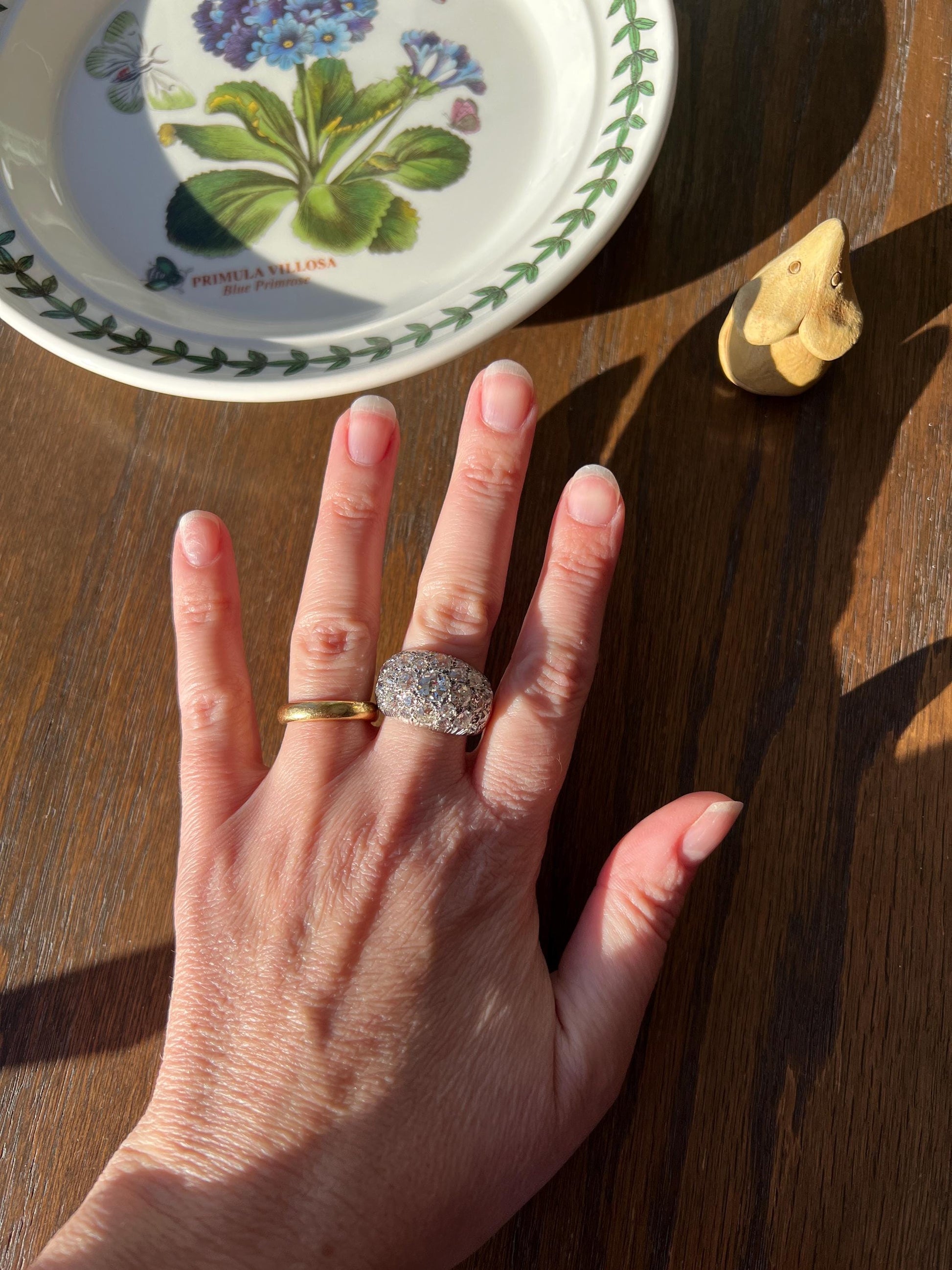 DOMED Pave 4.75 Carat Antique Old Mine Cut DIAMOND Cobblestone PLATINUM Ring OmC Encrusted Cluster Romantic Gift 4.75ctw OmC Chunky Stacker