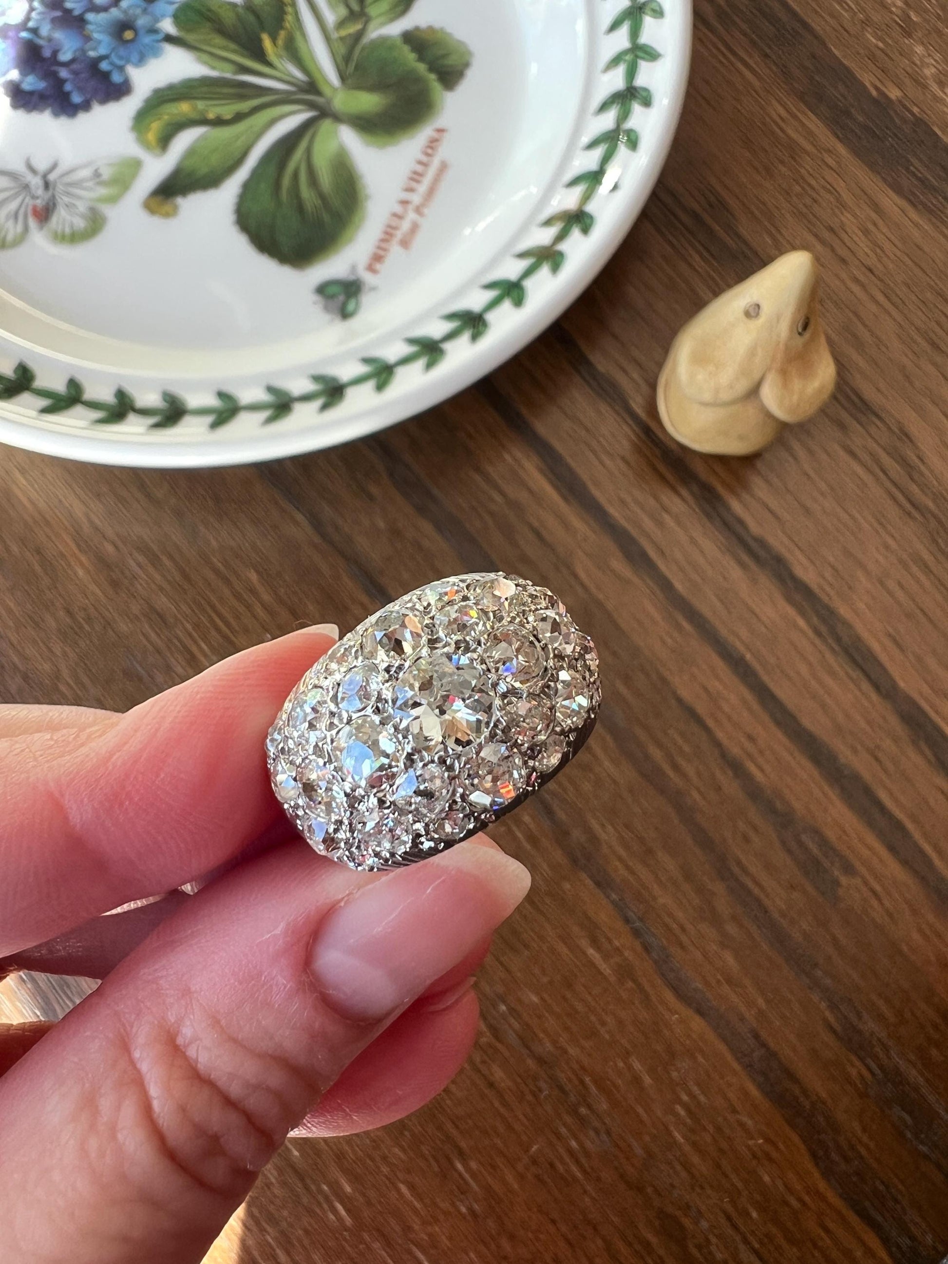 DOMED Pave 4.75 Carat Antique Old Mine Cut DIAMOND Cobblestone PLATINUM Ring OmC Encrusted Cluster Romantic Gift 4.75ctw OmC Chunky Stacker