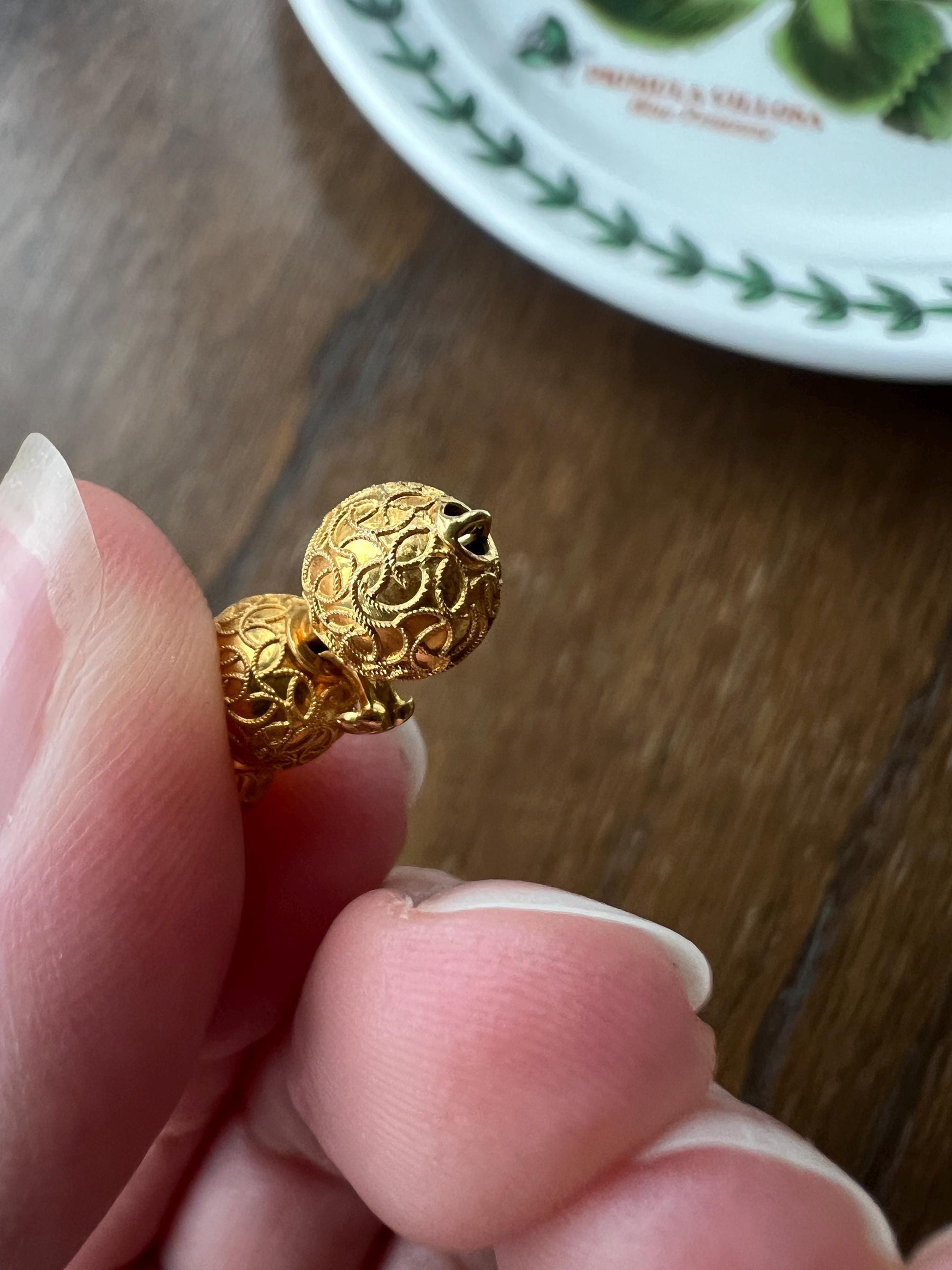 CLASP Pendant Etruscan Revival Triple Ball Rivet 14k Gold Victorian Antique Necklace EXTENDER Connector Parts Findings Neckmess Neckstack
