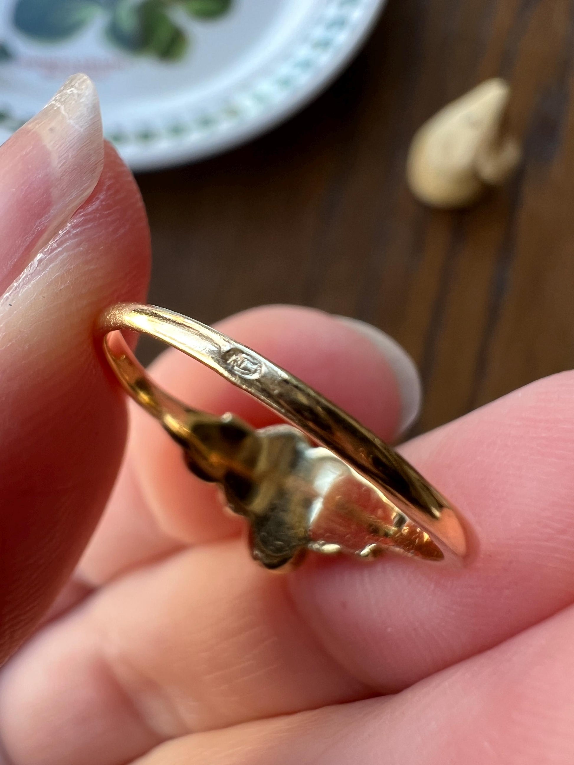 Wild ROSE Flower French Antique Figural Floral RING 18k Gold Solid Romantic Gift Victorian Belle Epoque Stacker