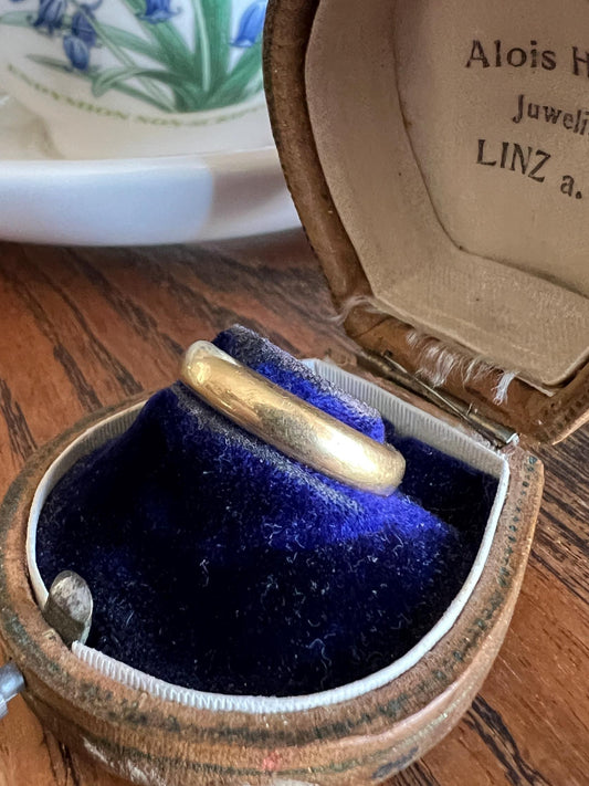 DATED April 29 1909 Edwardian Antique 18k Gold Chunky Wedding Ring Wide Band Hand Engraved Stacker Love Romantic Gift Pair? Available
