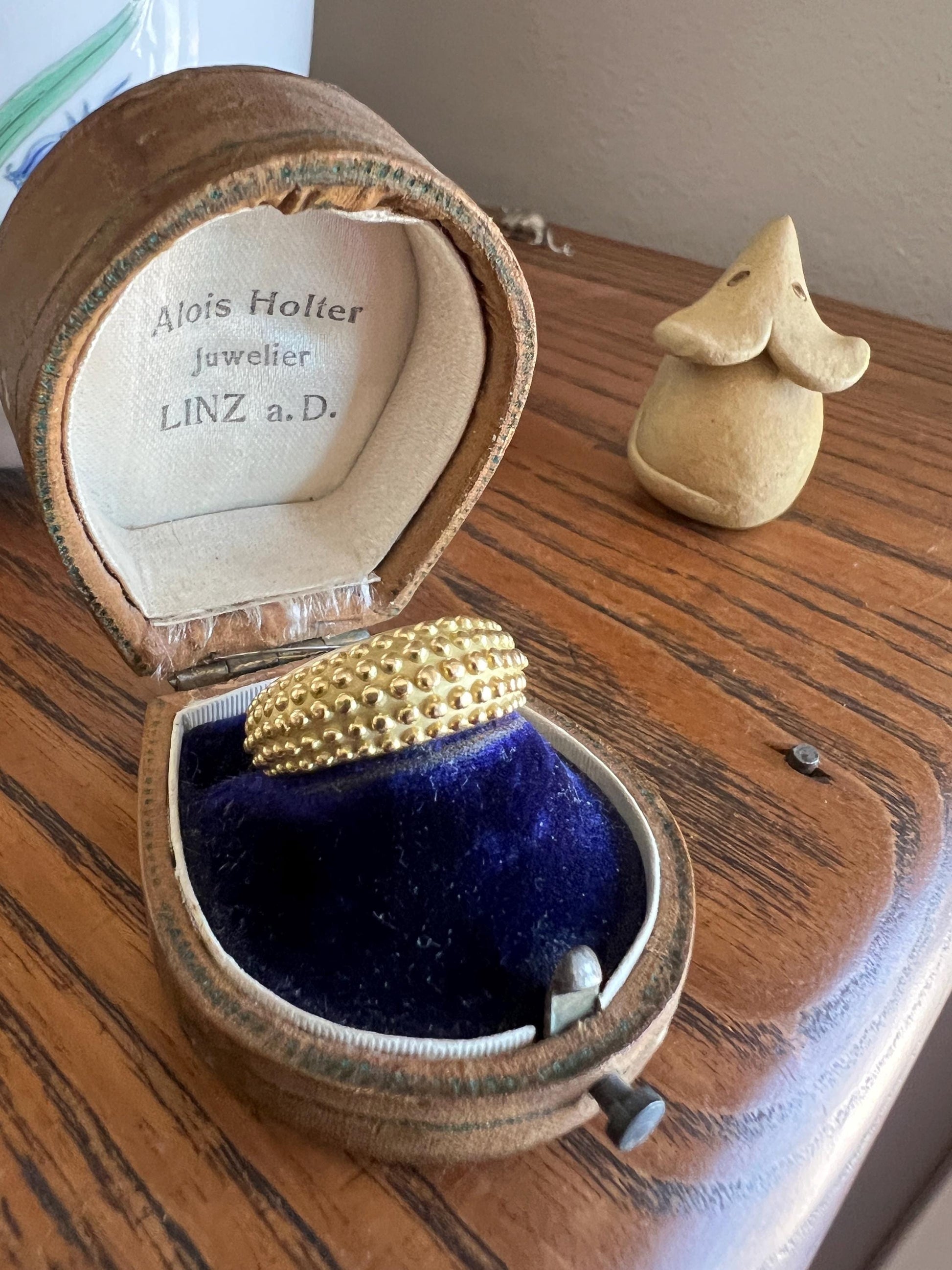 Heavy Ball Rivet Domed Band French Beaded 18k Gold Ring Satin & Shine Chunky Bombe Stacker Glowing 360 Texture Layering Statement Fun Retro
