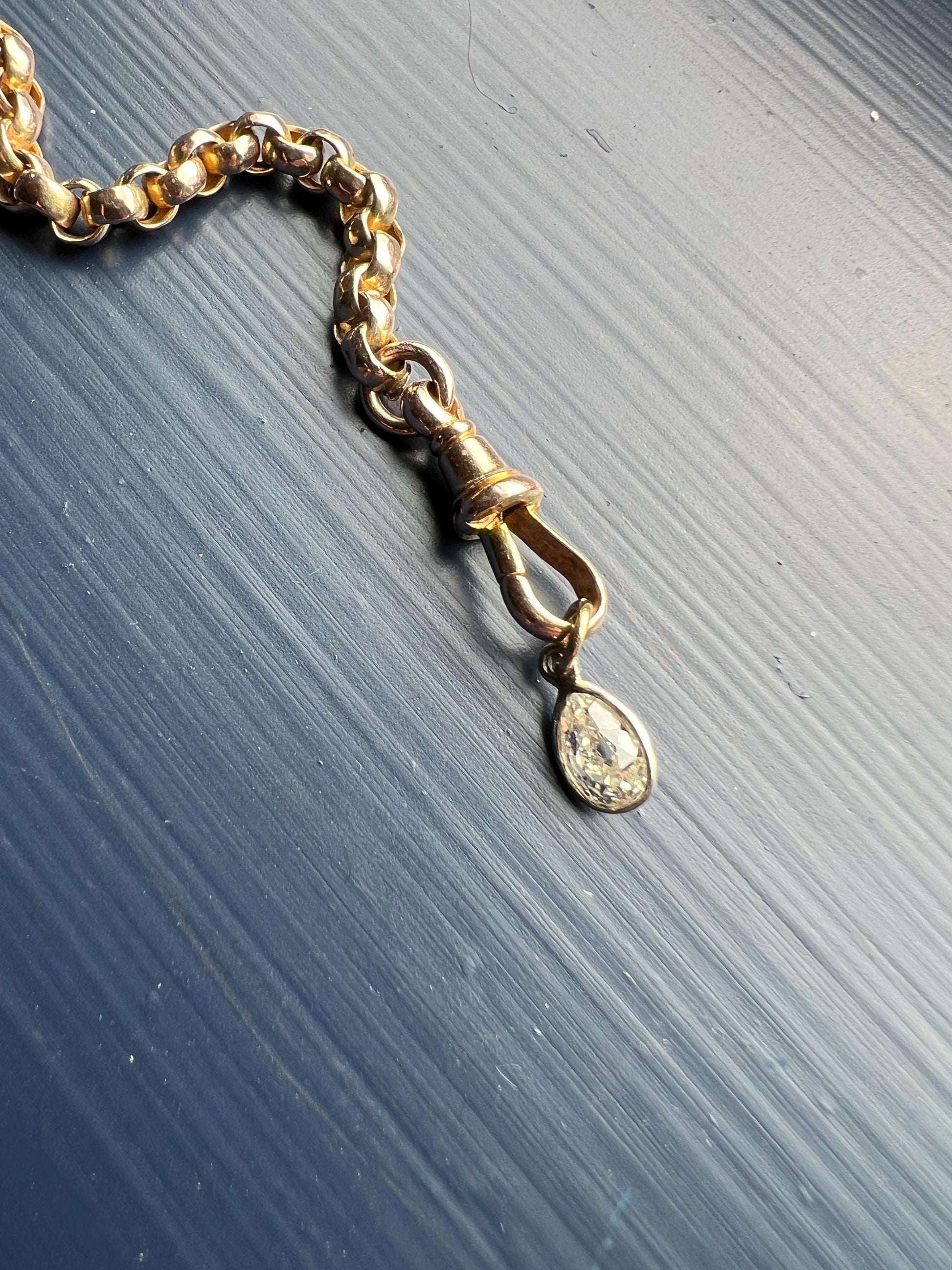 Antique .54 Carat PEAR Natural Old Mine Cut DIAMOND Chunky Dangle Pendant 18k White Gold 9k YG Loop Minimalist Bracelet Necklace Charm OmC