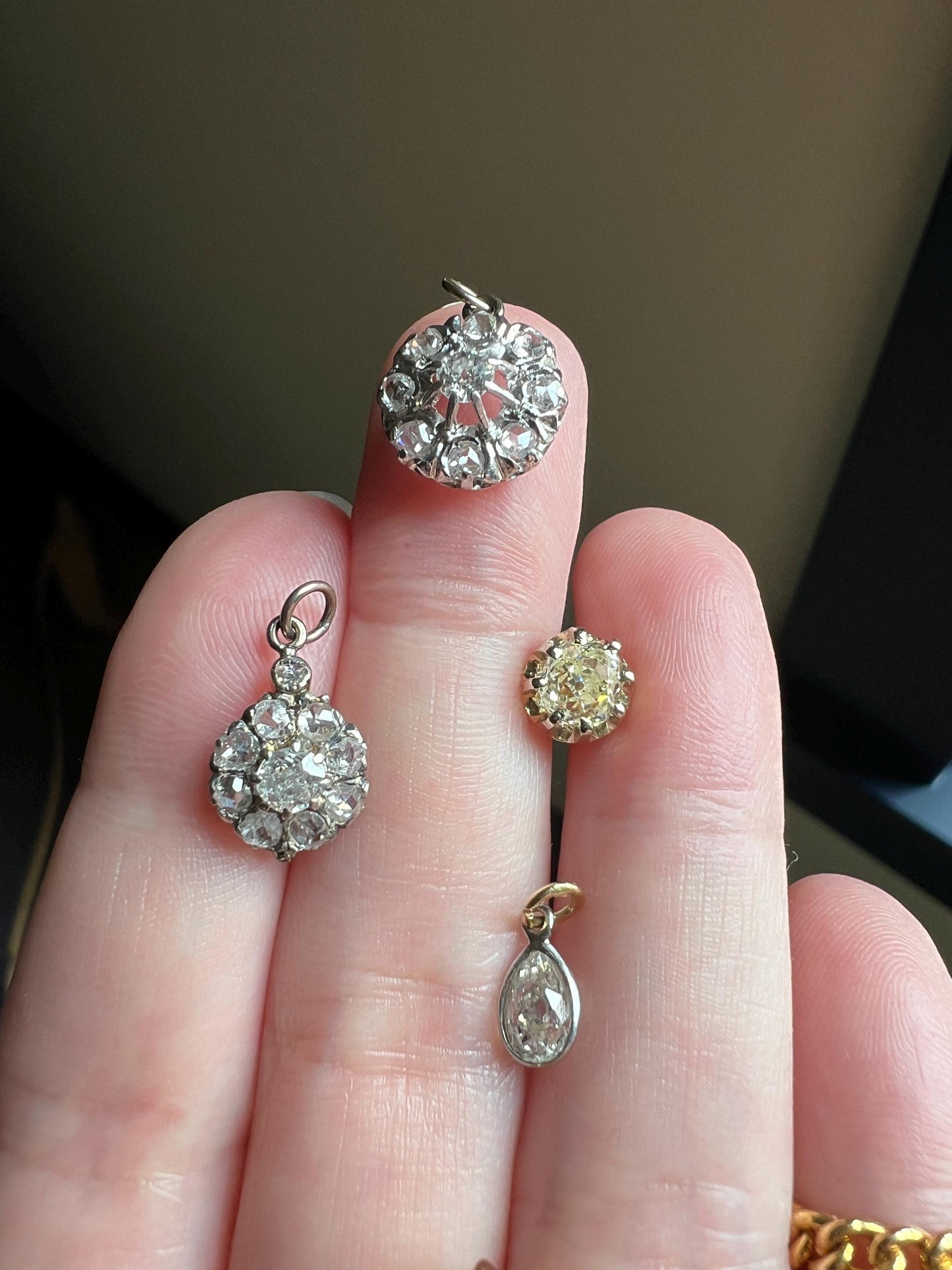 Single Antique .6 Carat Eye Clean Pale Yellow Old Mine Cut DIAMOND Prong Set Stud Earring French 18k Gold Gift Earstack Belle Epoque OMC