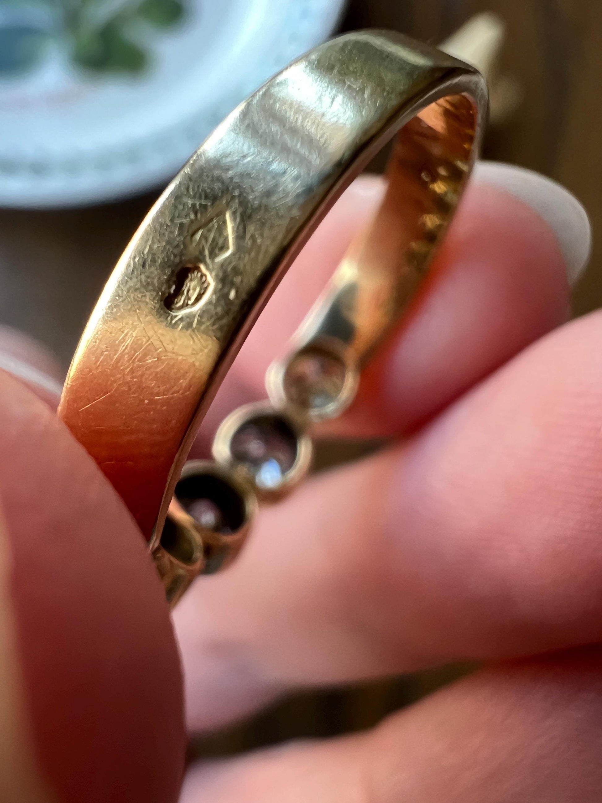 Vintage 1.35 Carat DIAMOND Uniform Five Stone Band Stacker Ring 18k Gold French Wedding Circular Bezel Set Half Hoop Linear 1 1/3 1.35Ctw