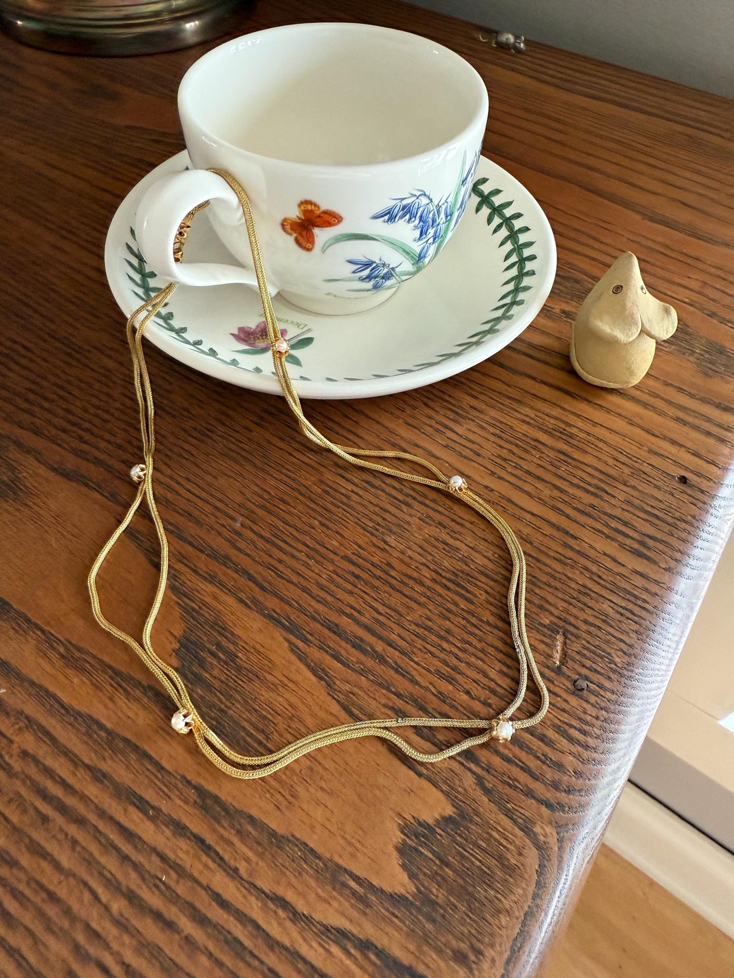 Gorgeous GEORGIAN Antique Draped Esclavage Double Strand Necklace Set with Pearls 18k Gold French Neckmess Neckstack Unique Victorian