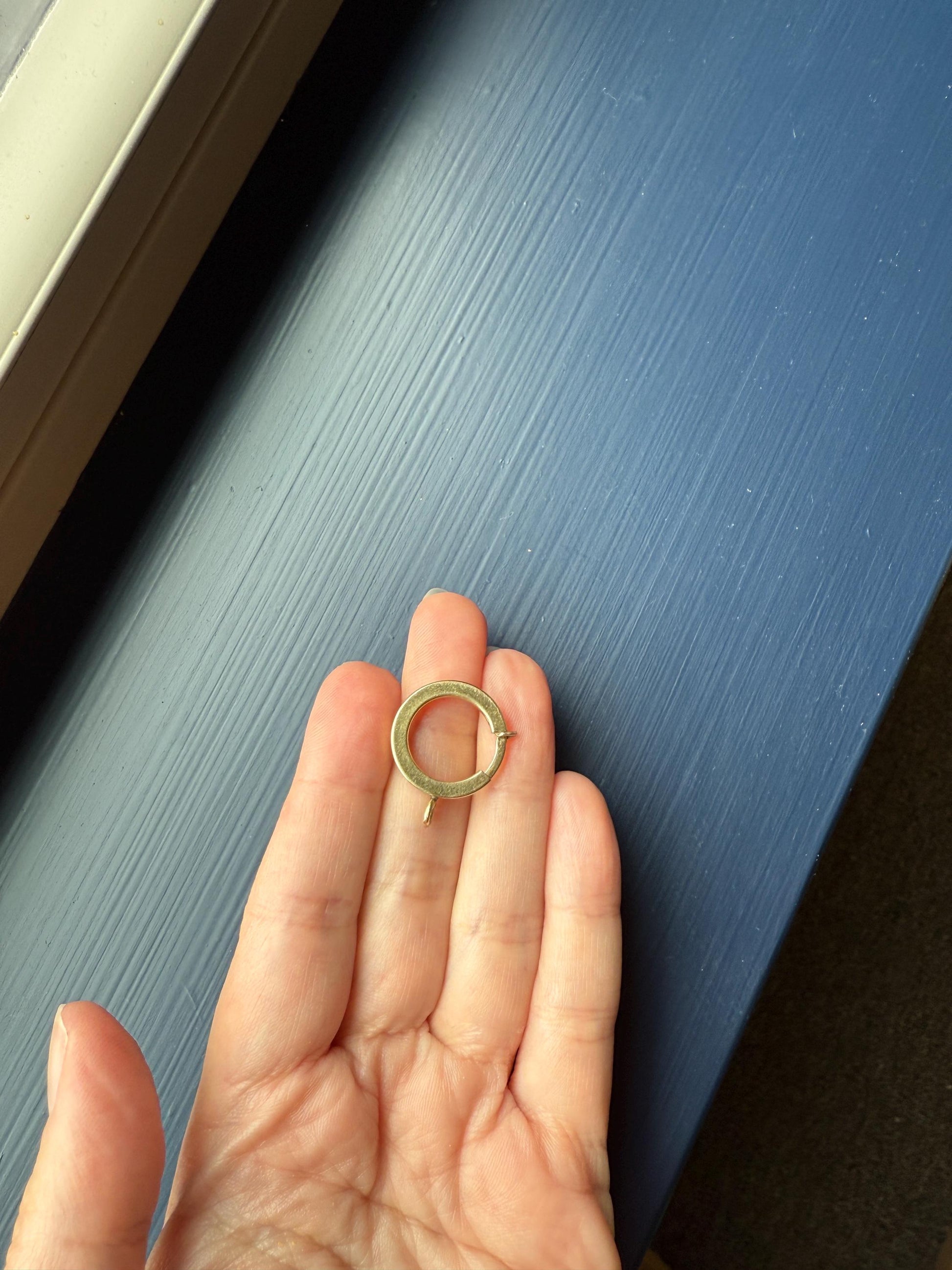 XL Large Spring Ring ANTIQUE 2.1g 14k Gold Solid 18mm Clip Bolt Clasp Pendant Holder Connector Neckmess Neckstack Parts Findings