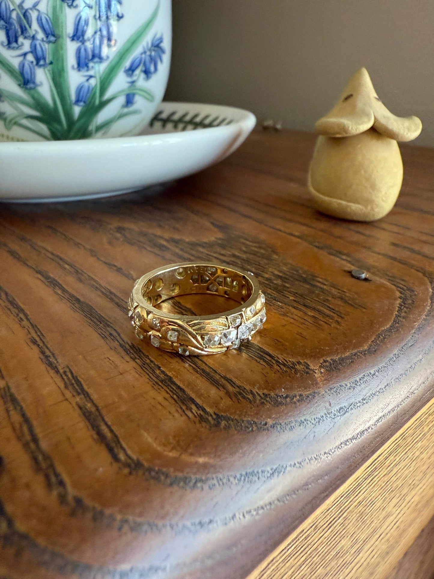 HEAVY One of a Kind Chunky Elongated 1.5ctw Old Mine Cut DIAMOND Encrusted Eternity Band French c1939 Ring 9.6g 18k Gold Anniversary? Dated