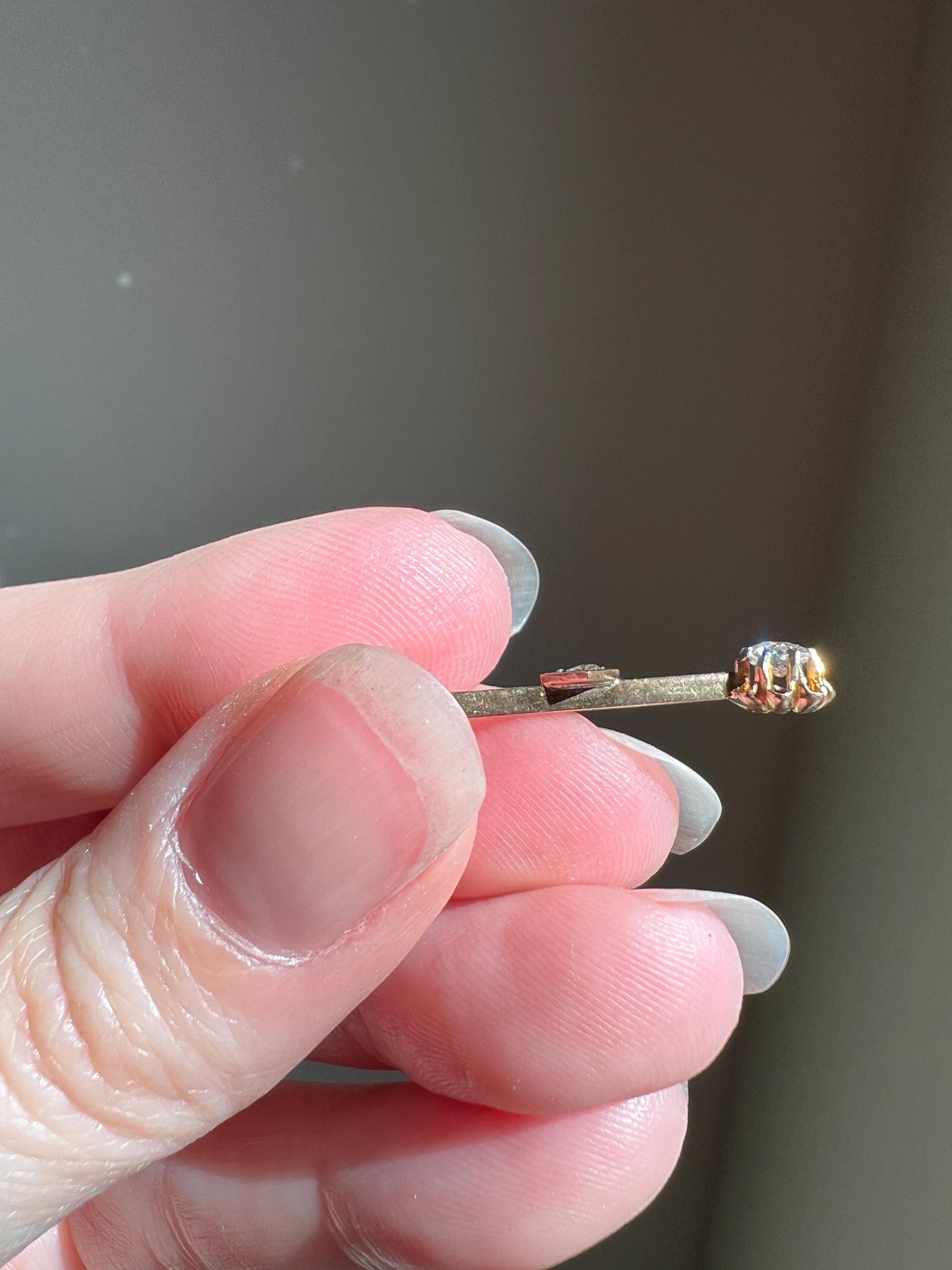 VICTORIAN Antique Old Mine Cut DIAMOND Rose Cut Dangle PENDANT Linear Charm 18k Gold 10k Loop French Belle Epoque Buttercup Minimalist Gift