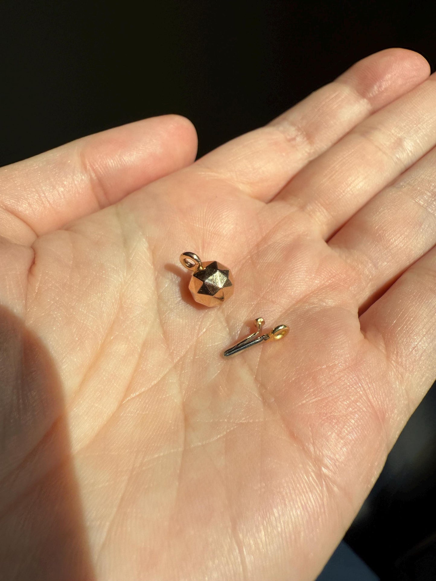 Faceted Gold Ball Bead CLASP Pendant 18k Rose Gold Antique New Old Parts Necklace EXTENDER Connector Findings Neckmess Neckstack 3 Avail