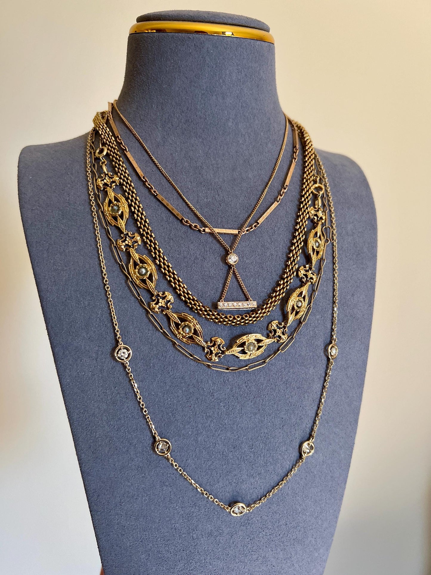 Antique VICTORIAN Ribbed Link Paperclip Twist Chain 14k Gold Layering Warm Neckmess Neckstack Unique Link Old Hook Clasp Pendant Holder