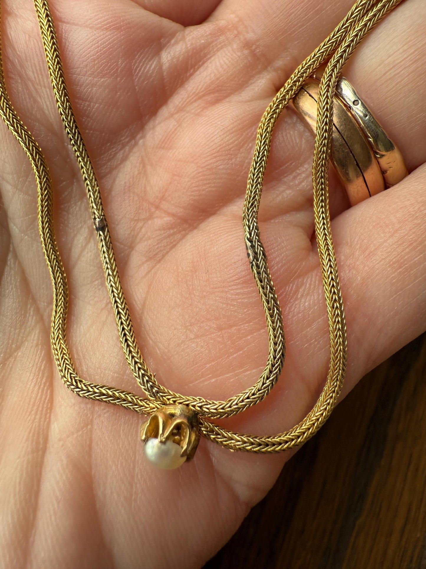 Gorgeous GEORGIAN Antique Draped Esclavage Double Strand Necklace Set with Pearls 18k Gold French Neckmess Neckstack Unique Victorian