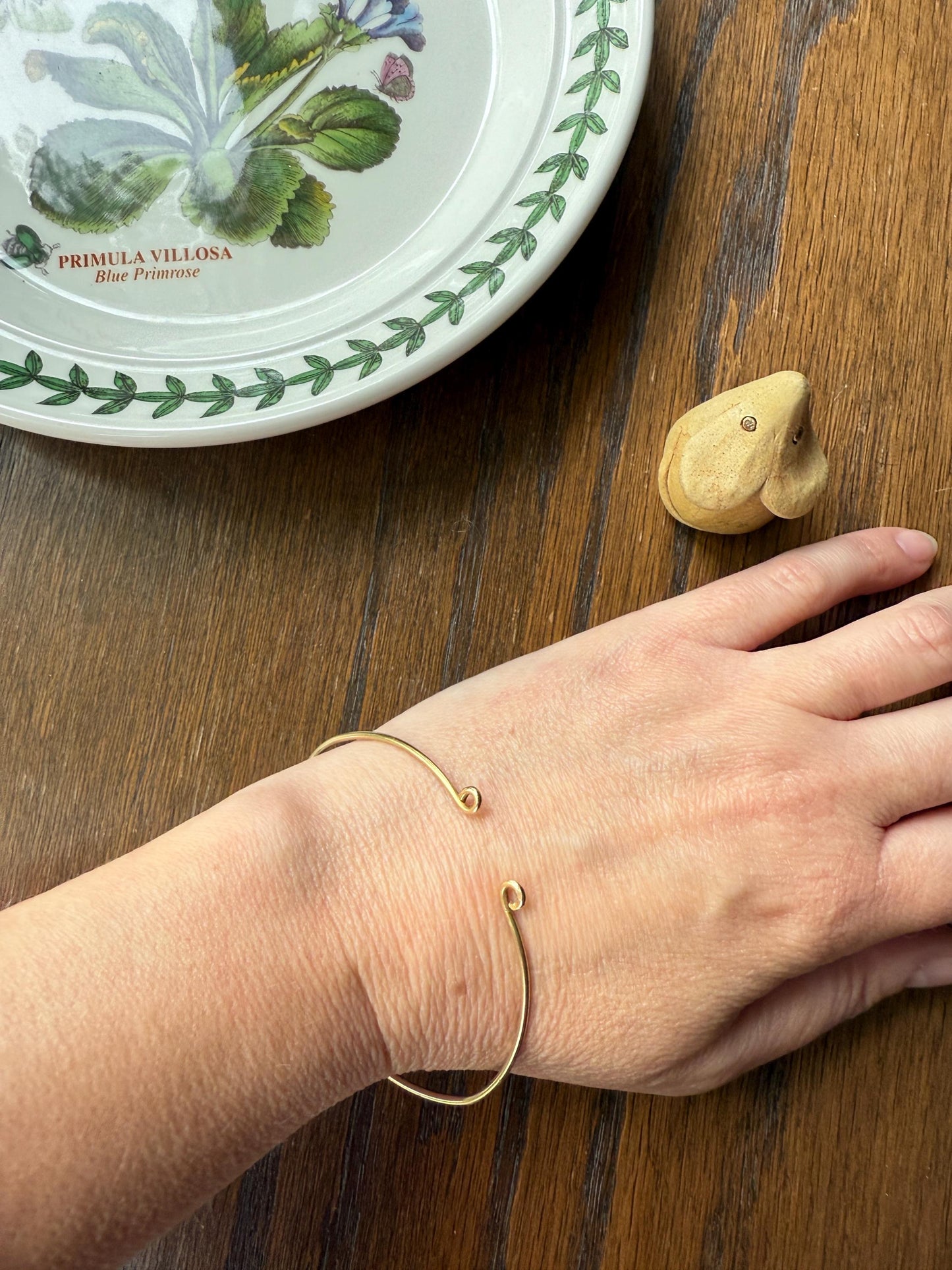 Vintage 14k Gold Wire Solid Tension Cuff Bangle Adjustable Arm Bicep Wrist Bracelet French Minimalist Wriststack Charm Holder Line Stacker