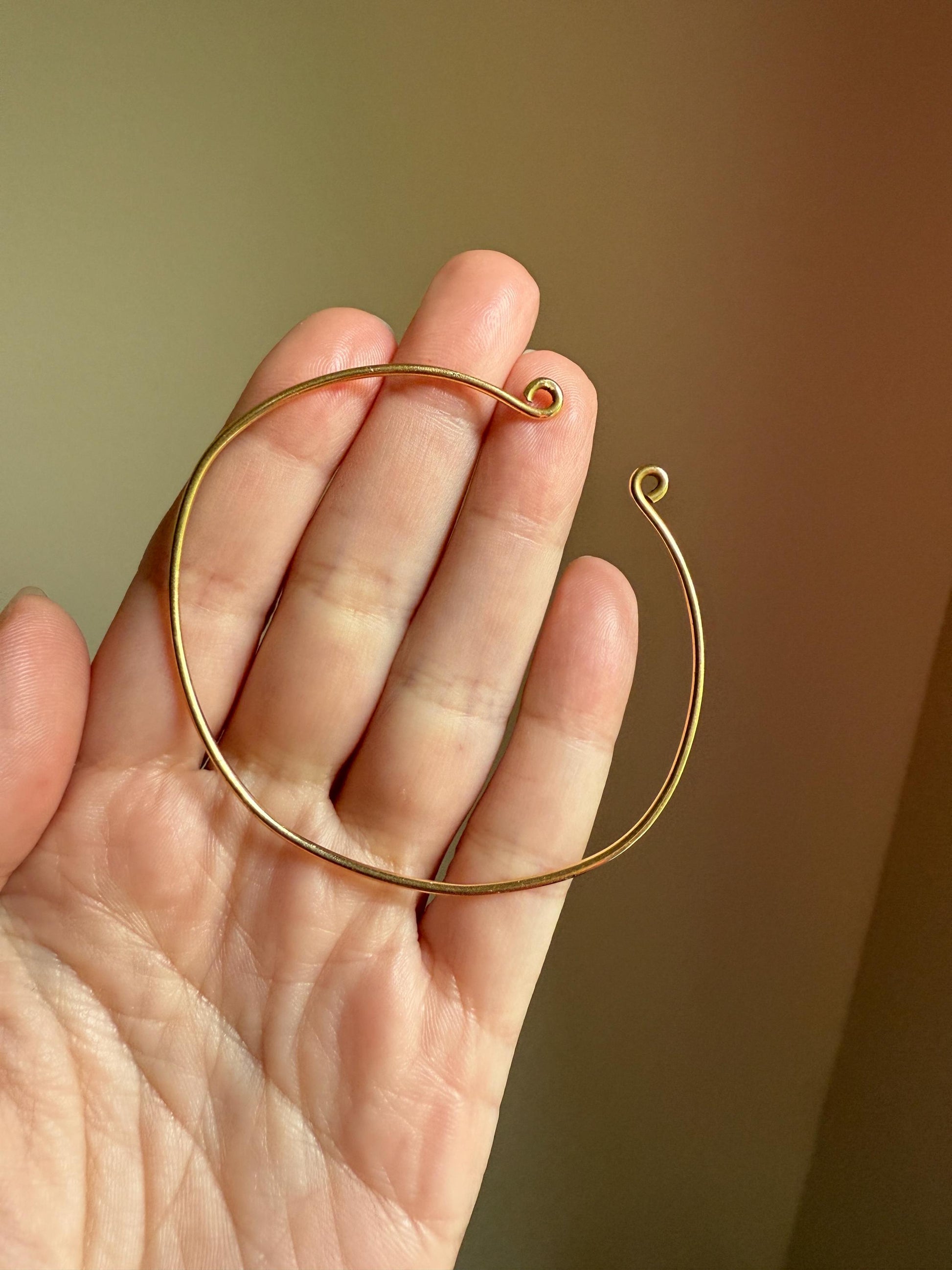Vintage 14k Gold Wire Solid Tension Cuff Bangle Adjustable Arm Bicep Wrist Bracelet French Minimalist Wriststack Charm Holder Line Stacker