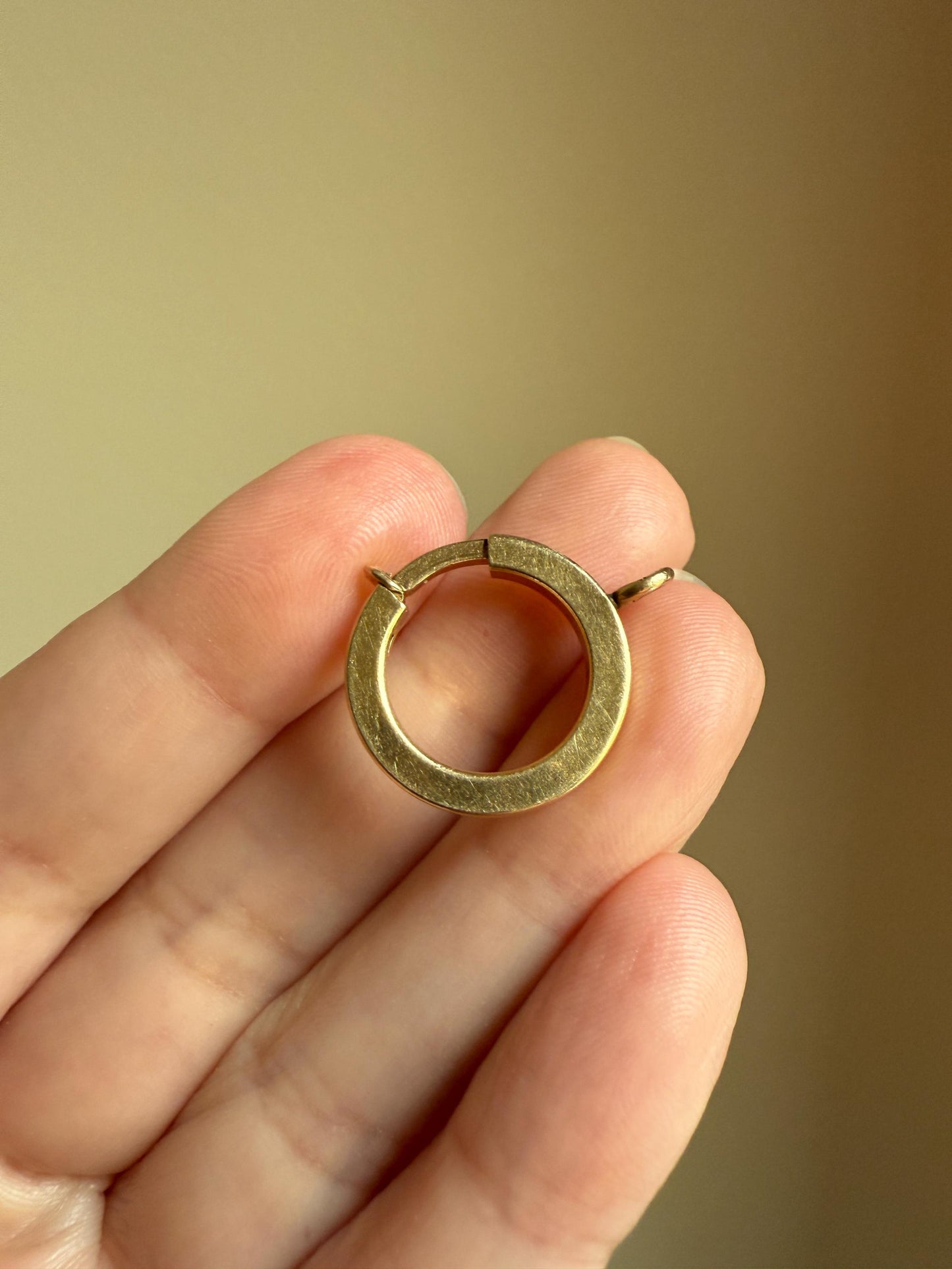 XL Large Spring Ring ANTIQUE 2.1g 14k Gold Solid 18mm Clip Bolt Clasp Pendant Holder Connector Neckmess Neckstack Parts Findings