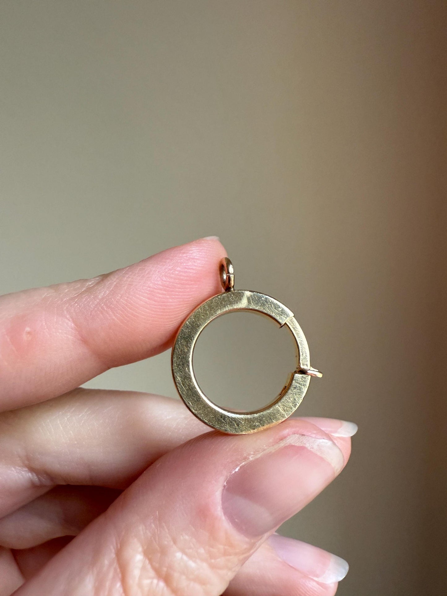 XL Large Spring Ring ANTIQUE 2.1g 14k Gold Solid 18mm Clip Bolt Clasp Pendant Holder Connector Neckmess Neckstack Parts Findings