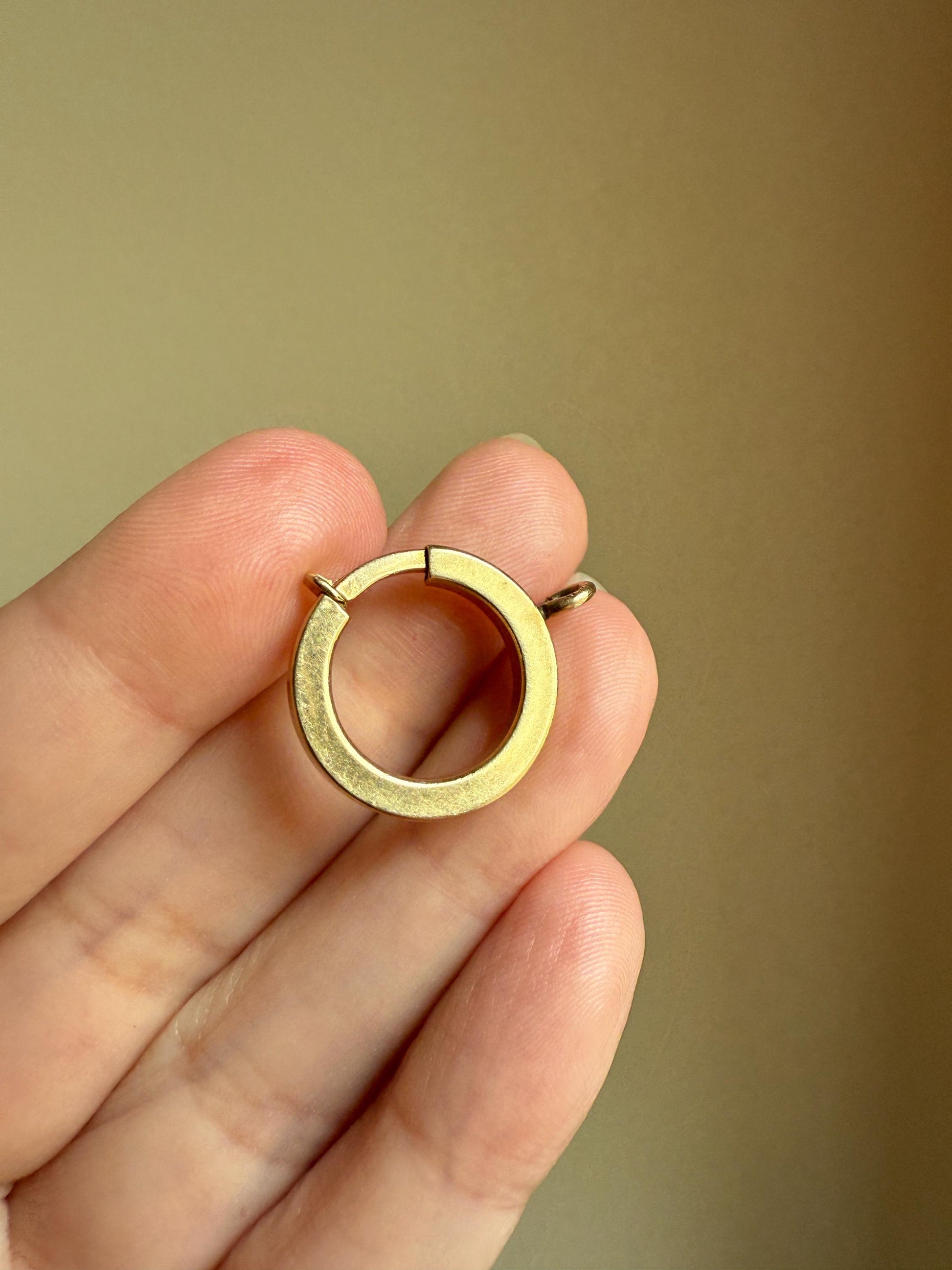 XL Large Spring Ring ANTIQUE 2.1g 14k Gold Solid 18mm Clip Bolt Clasp Pendant Holder Connector Neckmess Neckstack Parts Findings