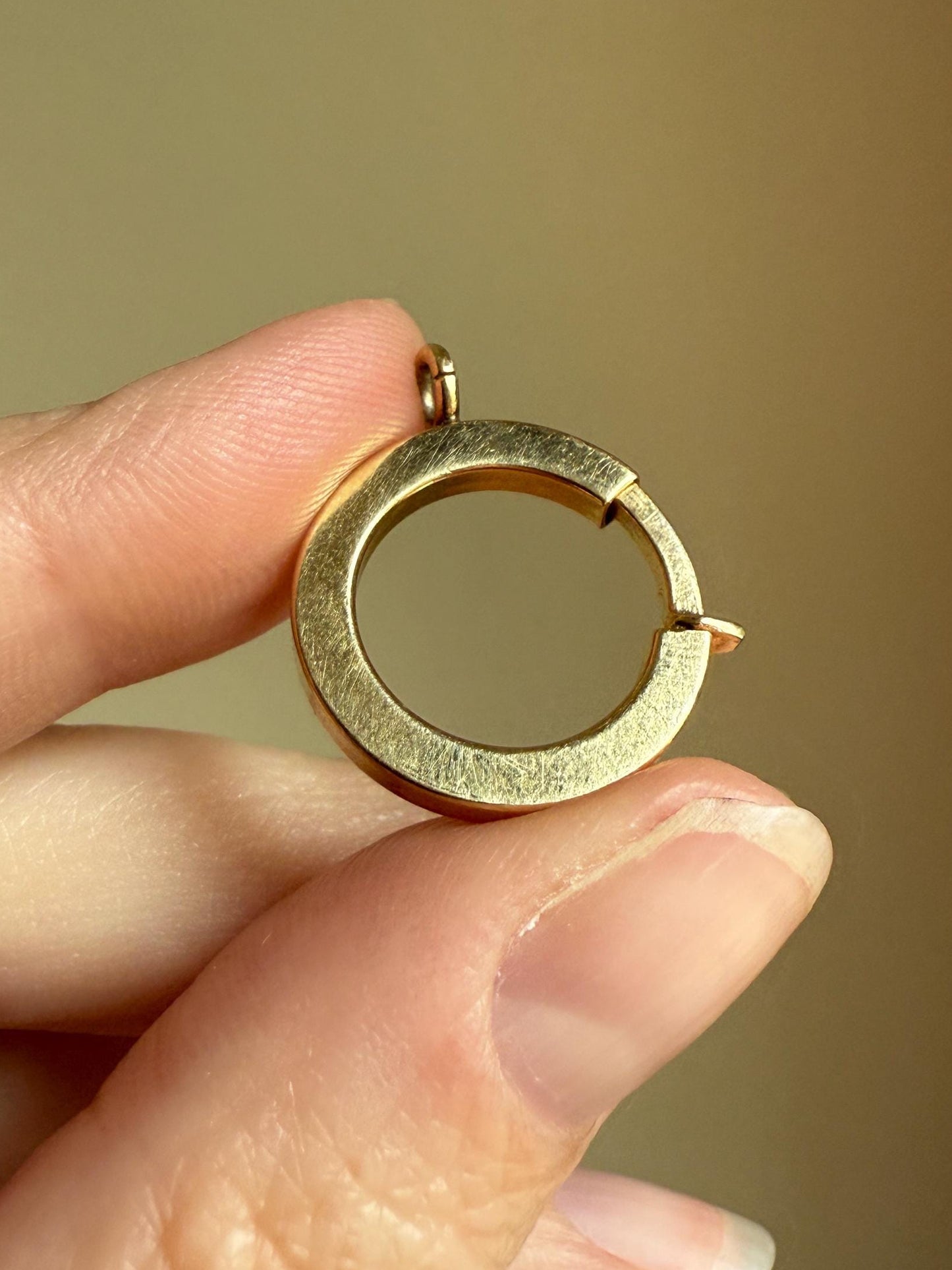XL Large Spring Ring ANTIQUE 2.1g 14k Gold Solid 18mm Clip Bolt Clasp Pendant Holder Connector Neckmess Neckstack Parts Findings