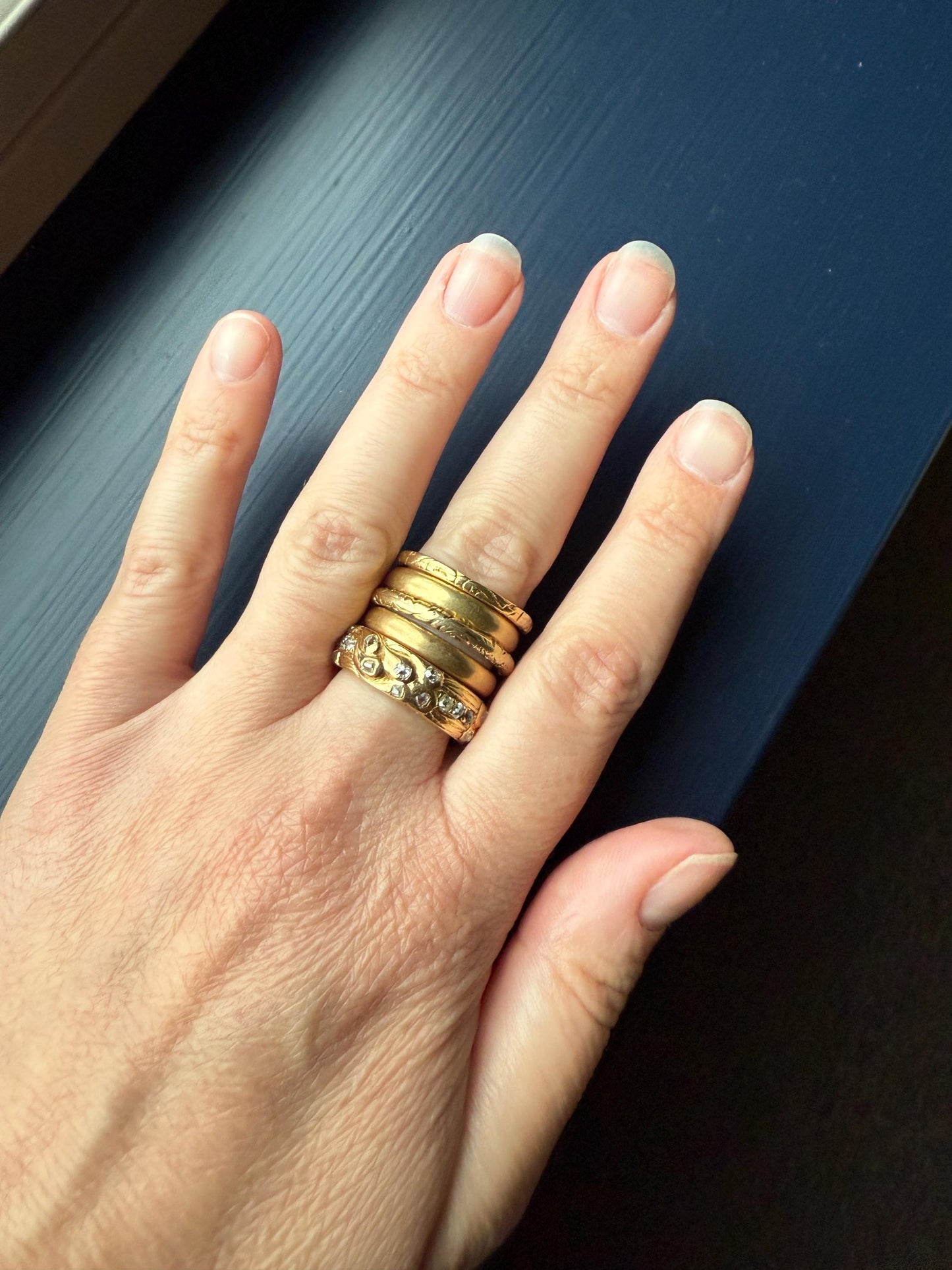 HEAVY One of a Kind Chunky Elongated 1.5ctw Old Mine Cut DIAMOND Encrusted Eternity Band French c1939 Ring 9.6g 18k Gold Anniversary? Dated