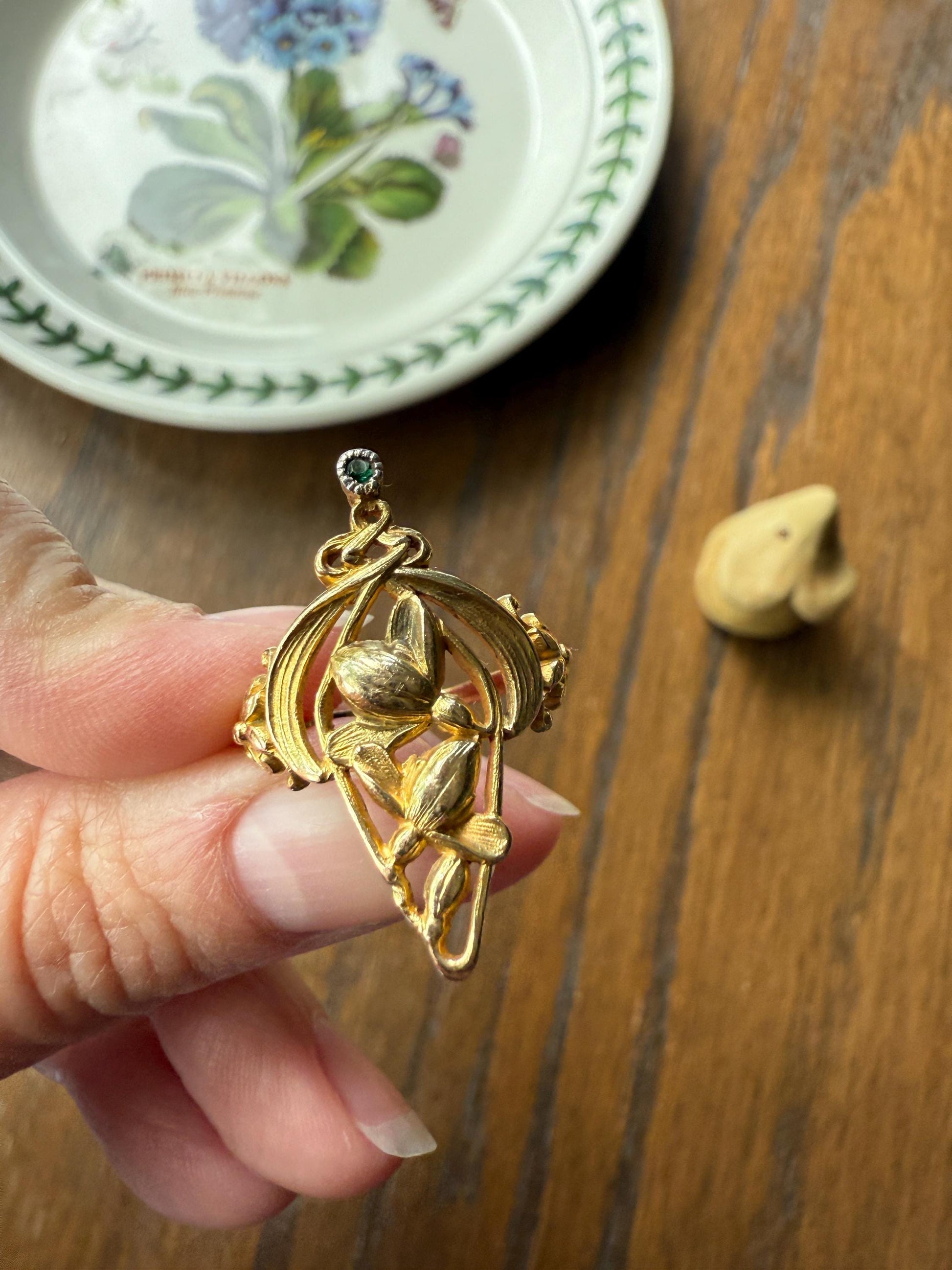 Delicious Floral French Art NOUVEAU Antique Belle Epoque Rose SWIRL Whiplash 18k Gold Ring Snowdrops Crocus Cyclamen Large 1.1" Love Gift