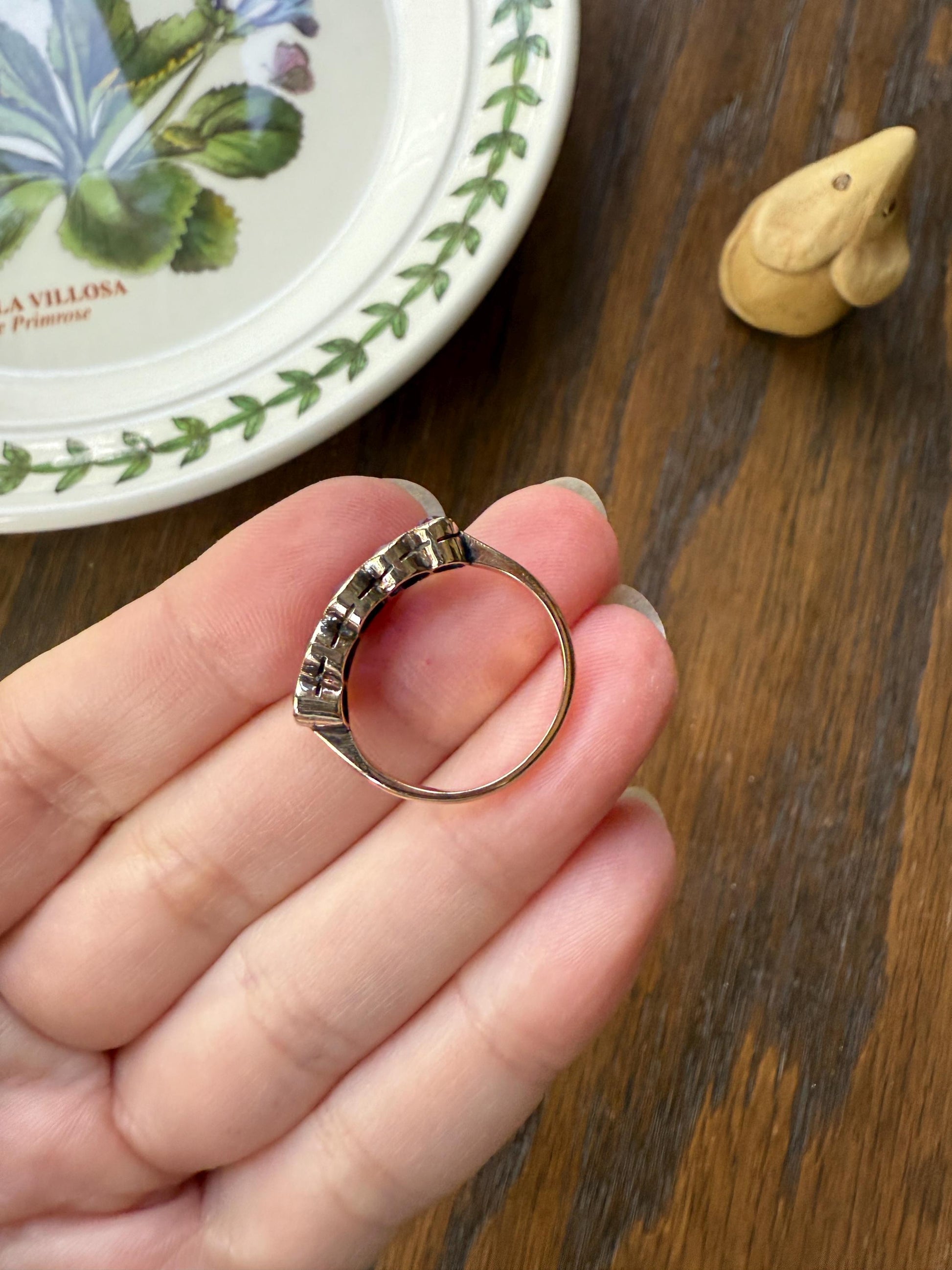Antique Almandine GARNET Five Stone Oval Stacker Band 10k Gold Ring Purple Colorful Geometric Romantic Gift Juicy Berry Color Graduating