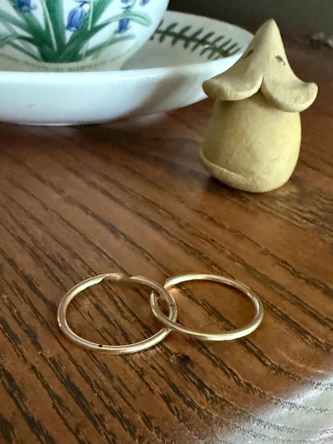 DATED 1839 Early VICTORIAN French Antique 18k Gold GIMMEL Twin Wedding Band Skinny Puzzle RiNG Donut Stacker Comfort Fit Gift Love Georgian